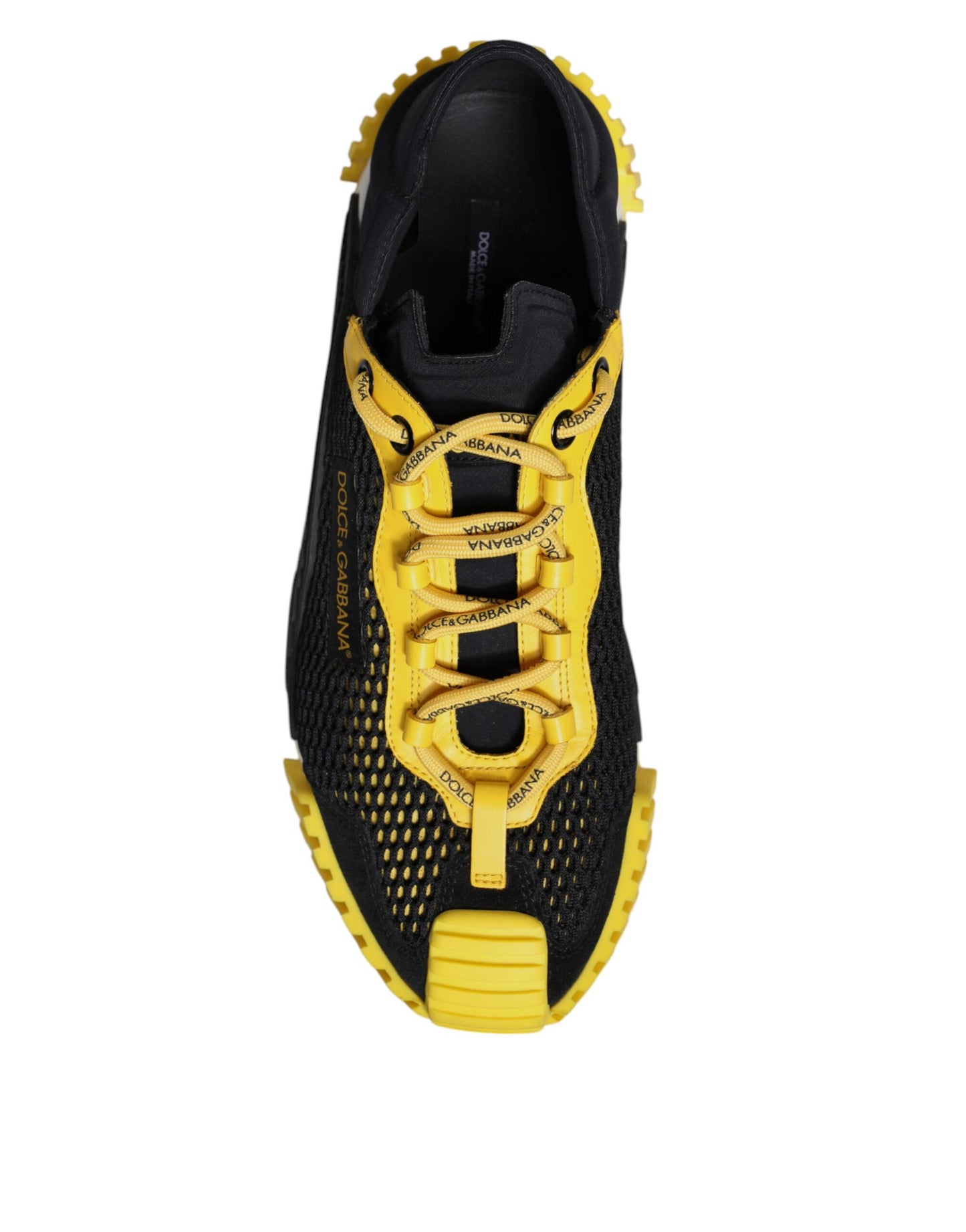 Dolce & Gabbana Black Yellow Low Top NS1 Sneakers Shoes Curated Luxury Accessories by Orvyn