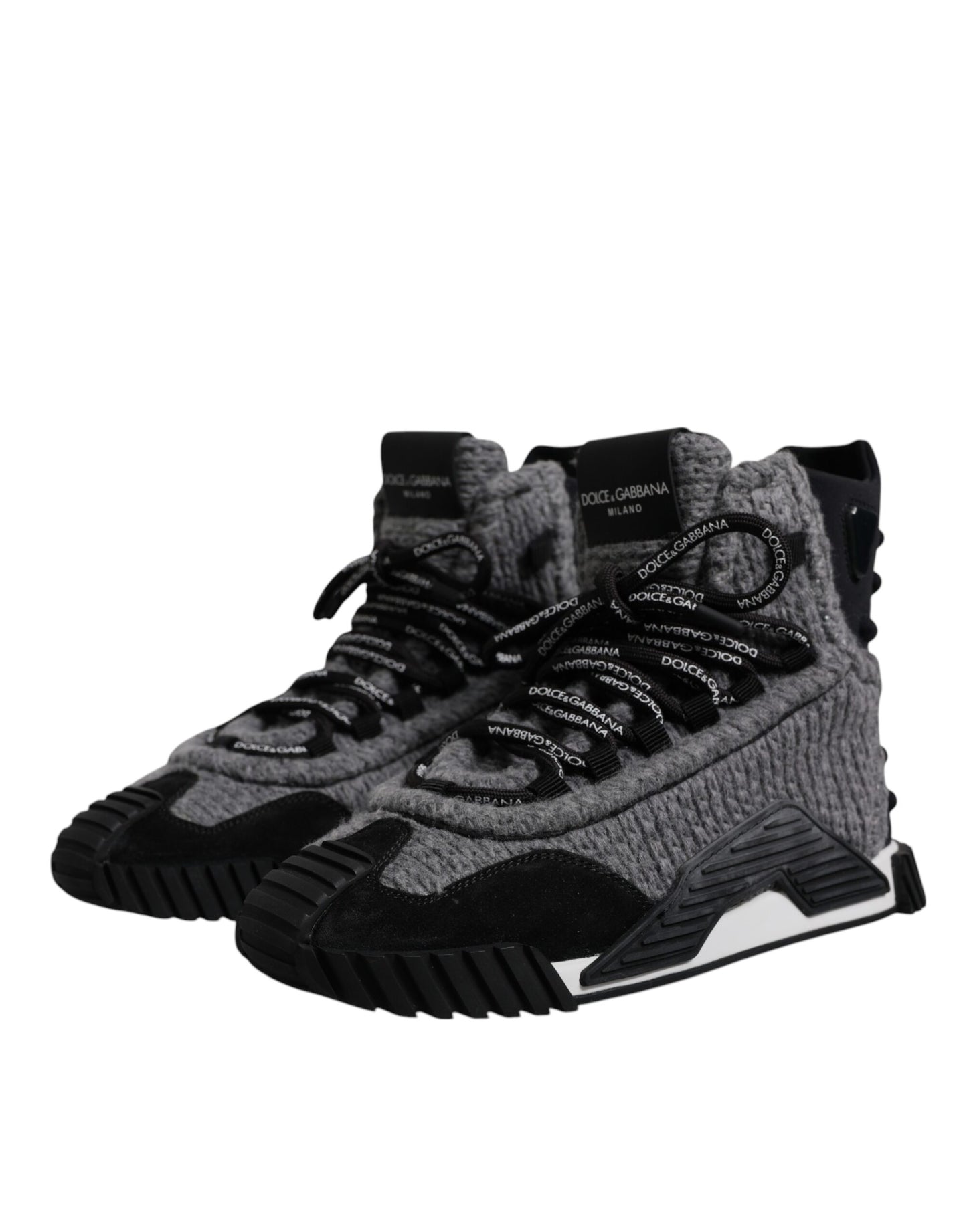 Dolce & Gabbana Gray Black NS1 High Top Boots Sneakers Shoes Curated Luxury Accessories by Orvyn