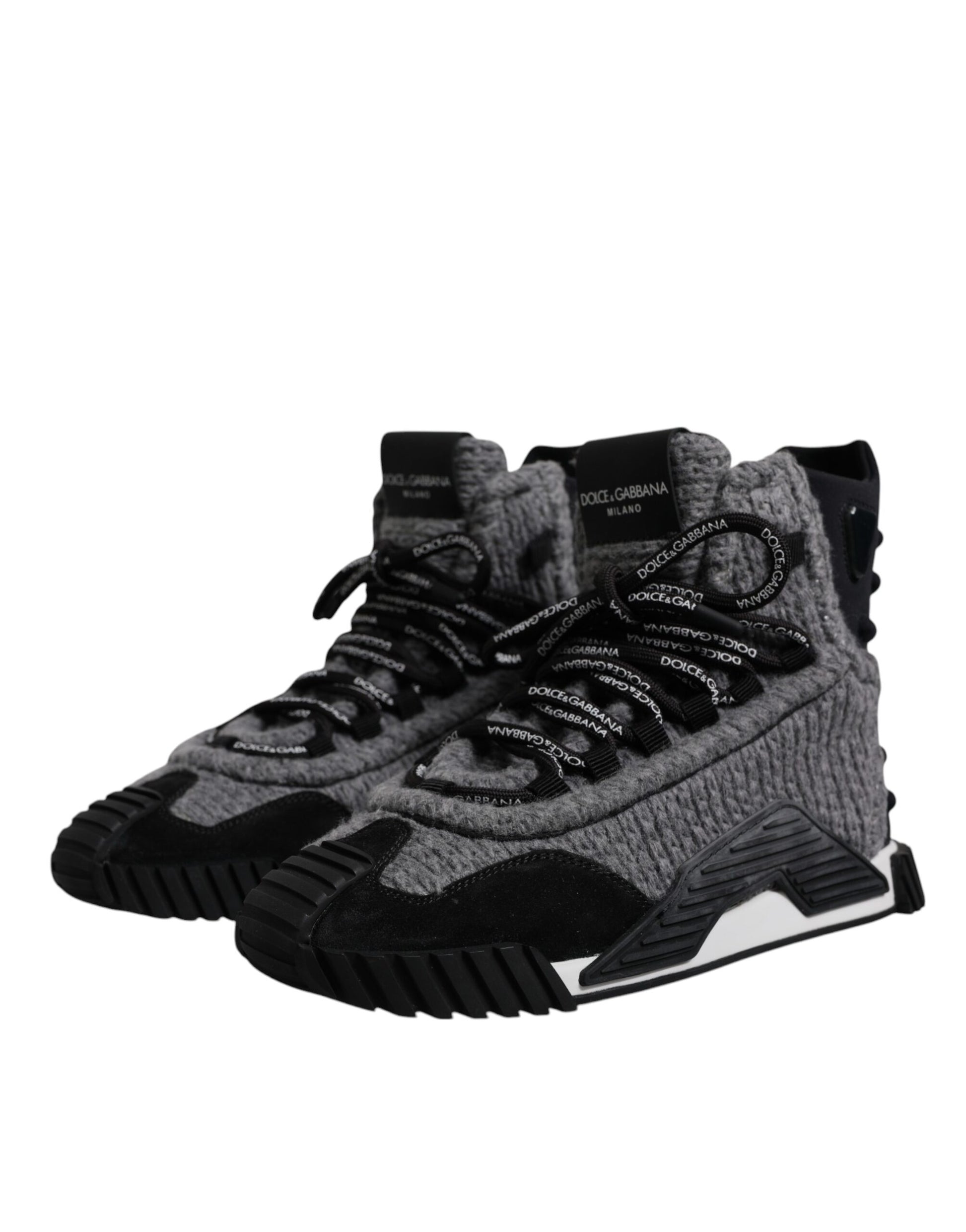 Dolce & Gabbana Gray Black NS1 High Top Boots Sneakers Shoes Curated Luxury Accessories by Orvyn