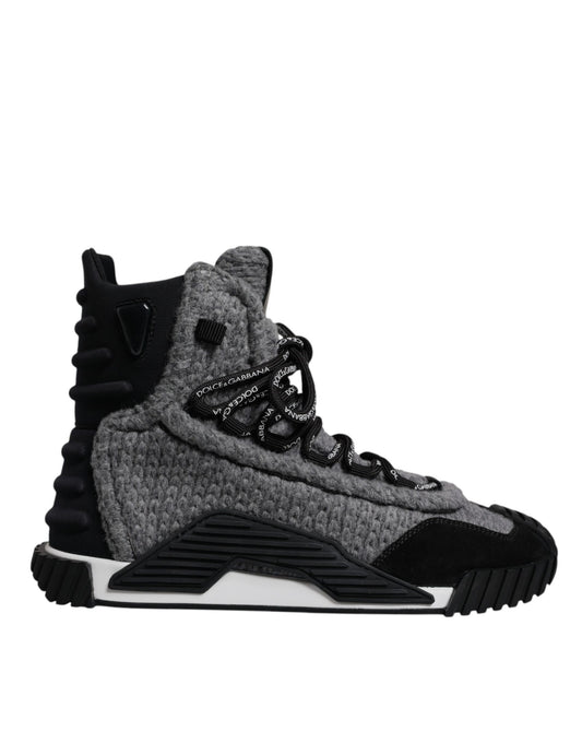 Dolce & Gabbana Gray Black NS1 High Top Boots Sneakers Shoes Curated Luxury Accessories by Orvyn