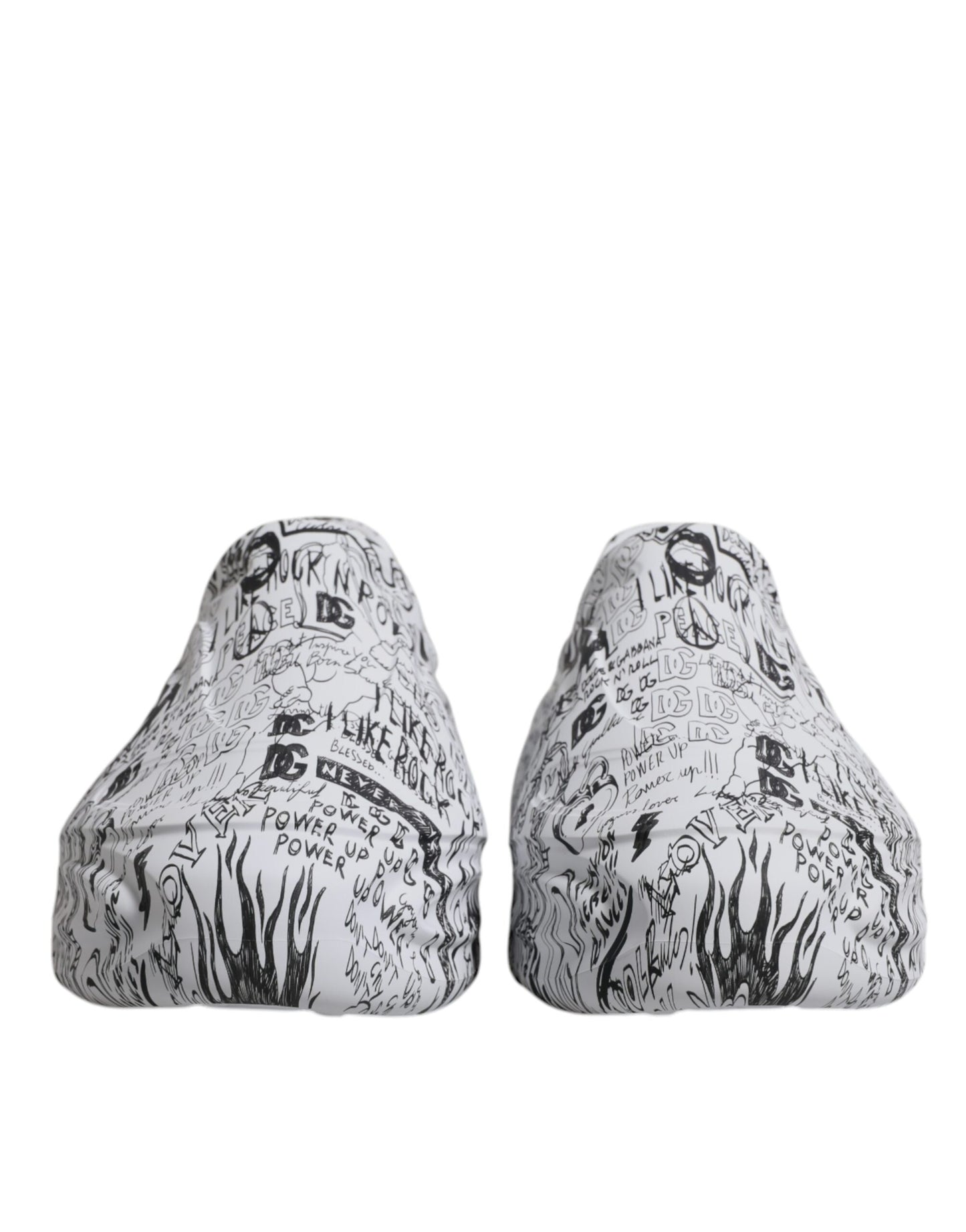 Dolce & Gabbana White Black Graffiti Daymaster Sneakers Shoes Curated Luxury Accessories by Orvyn