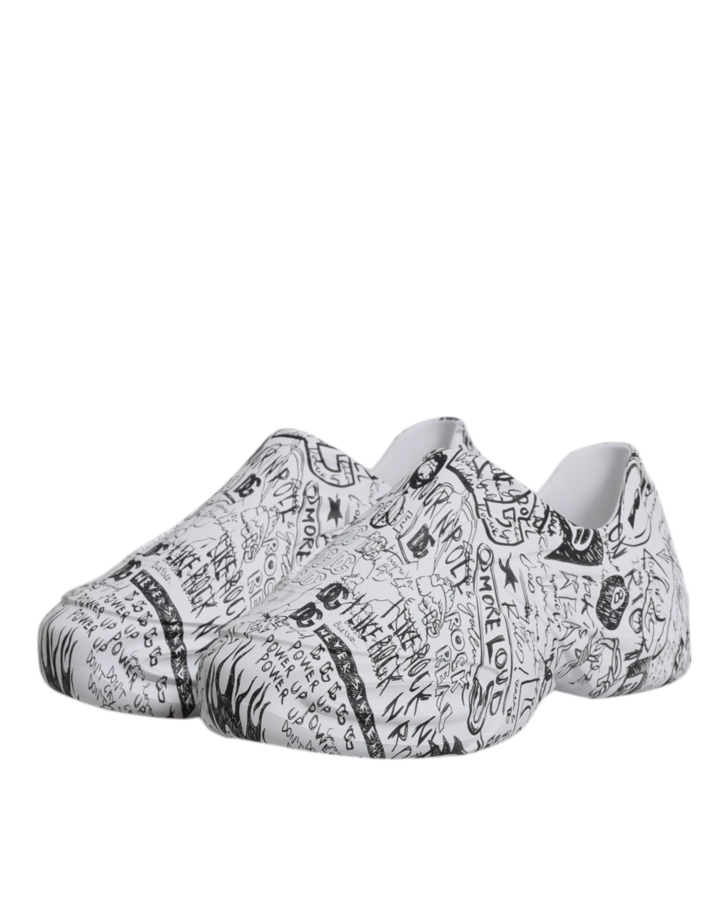 Dolce & Gabbana White Black Graffiti Daymaster Sneakers Shoes Curated Luxury Accessories by Orvyn