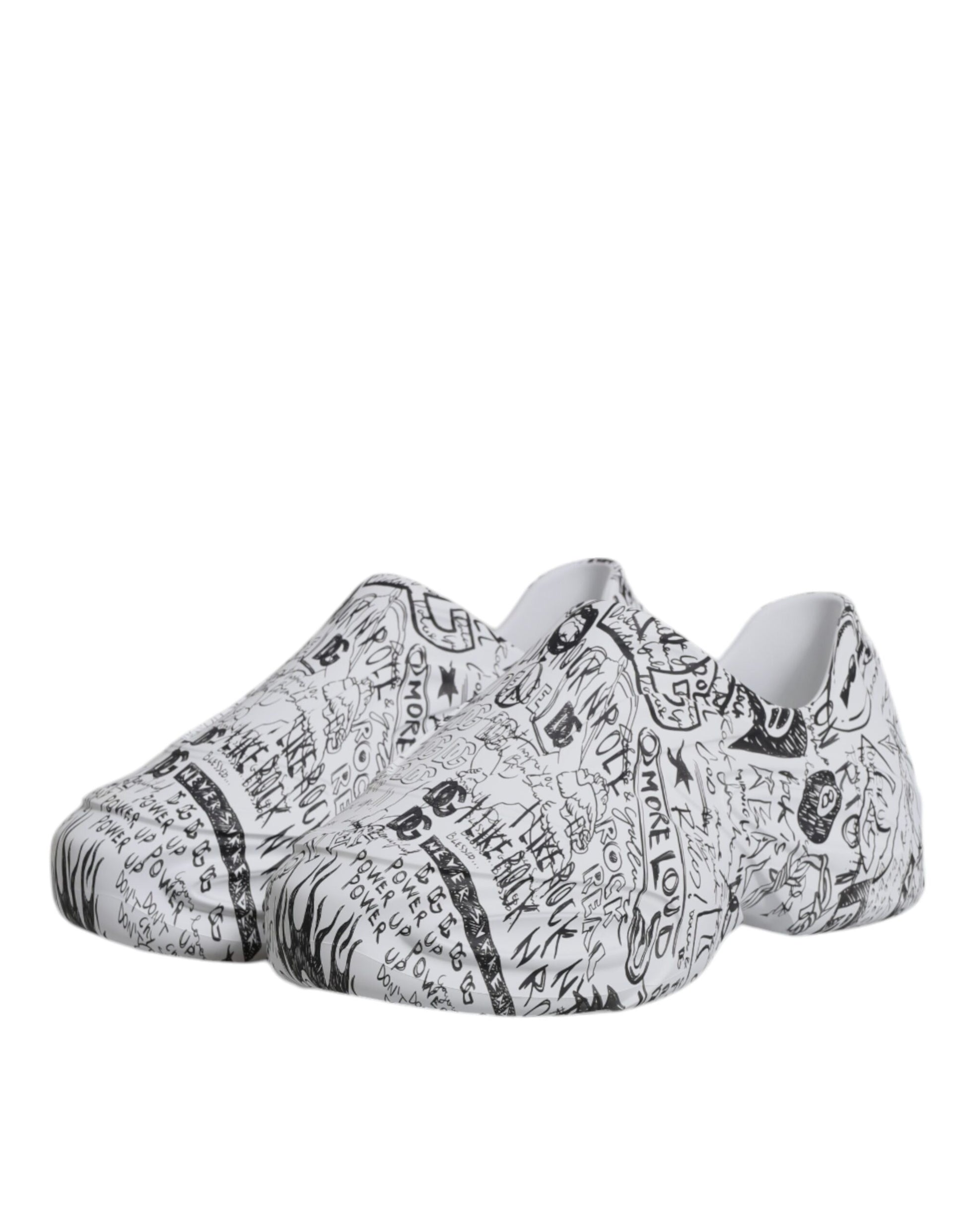 Dolce & Gabbana White Black Graffiti Daymaster Sneakers Shoes Curated Luxury Accessories by Orvyn