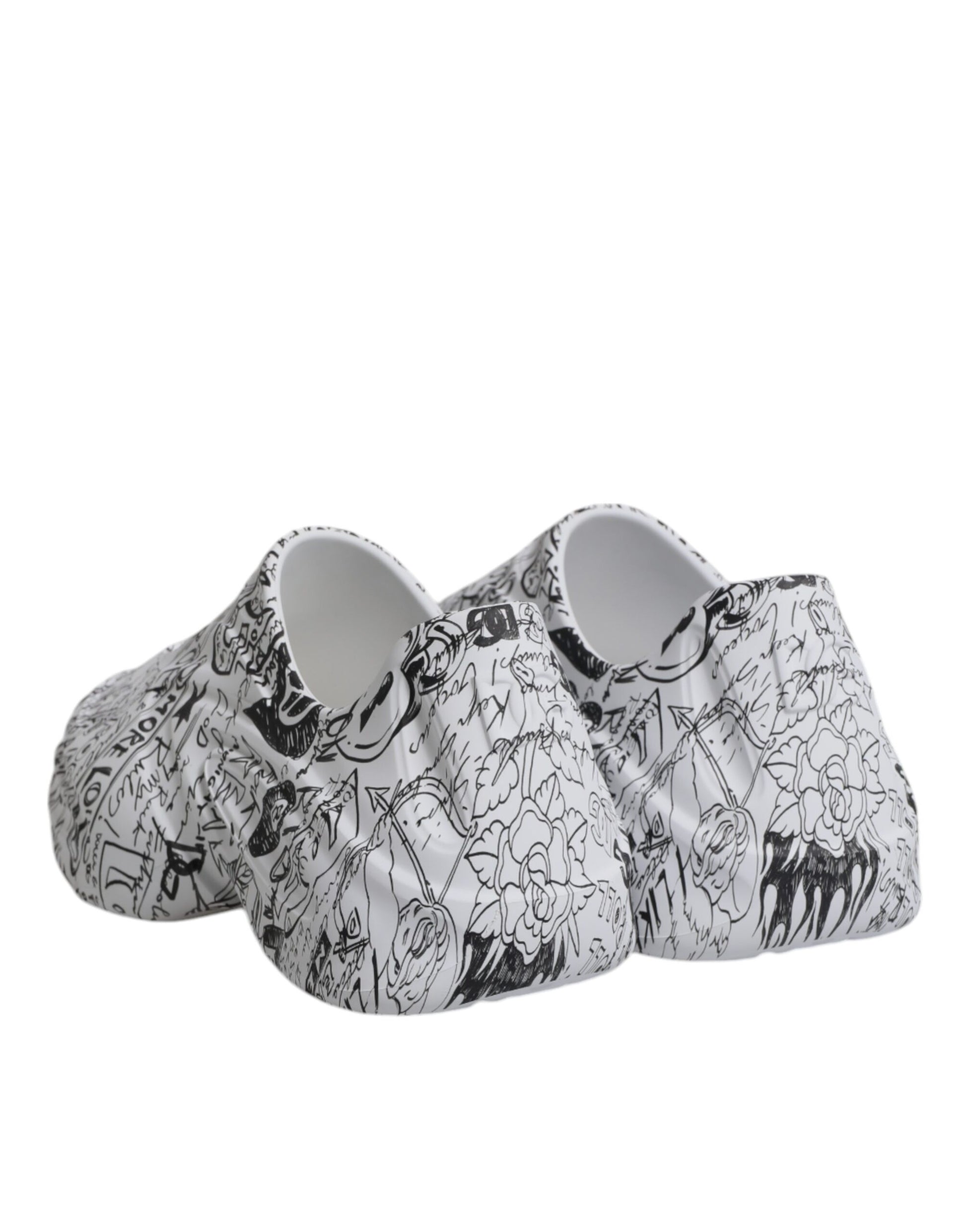 Dolce & Gabbana White Black Graffiti Daymaster Sneakers Shoes Curated Luxury Accessories by Orvyn