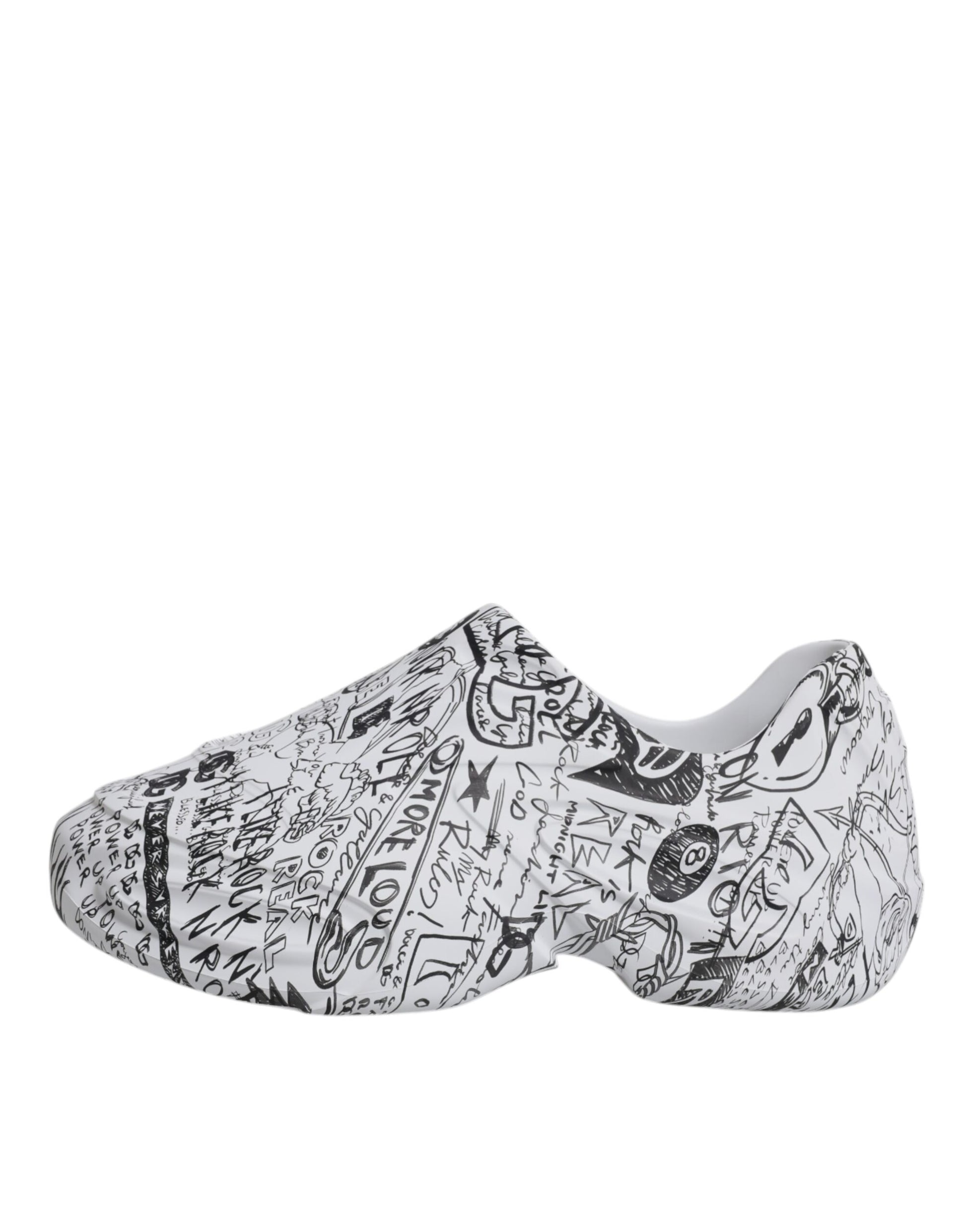 Dolce & Gabbana White Black Graffiti Daymaster Sneakers Shoes Curated Luxury Accessories by Orvyn