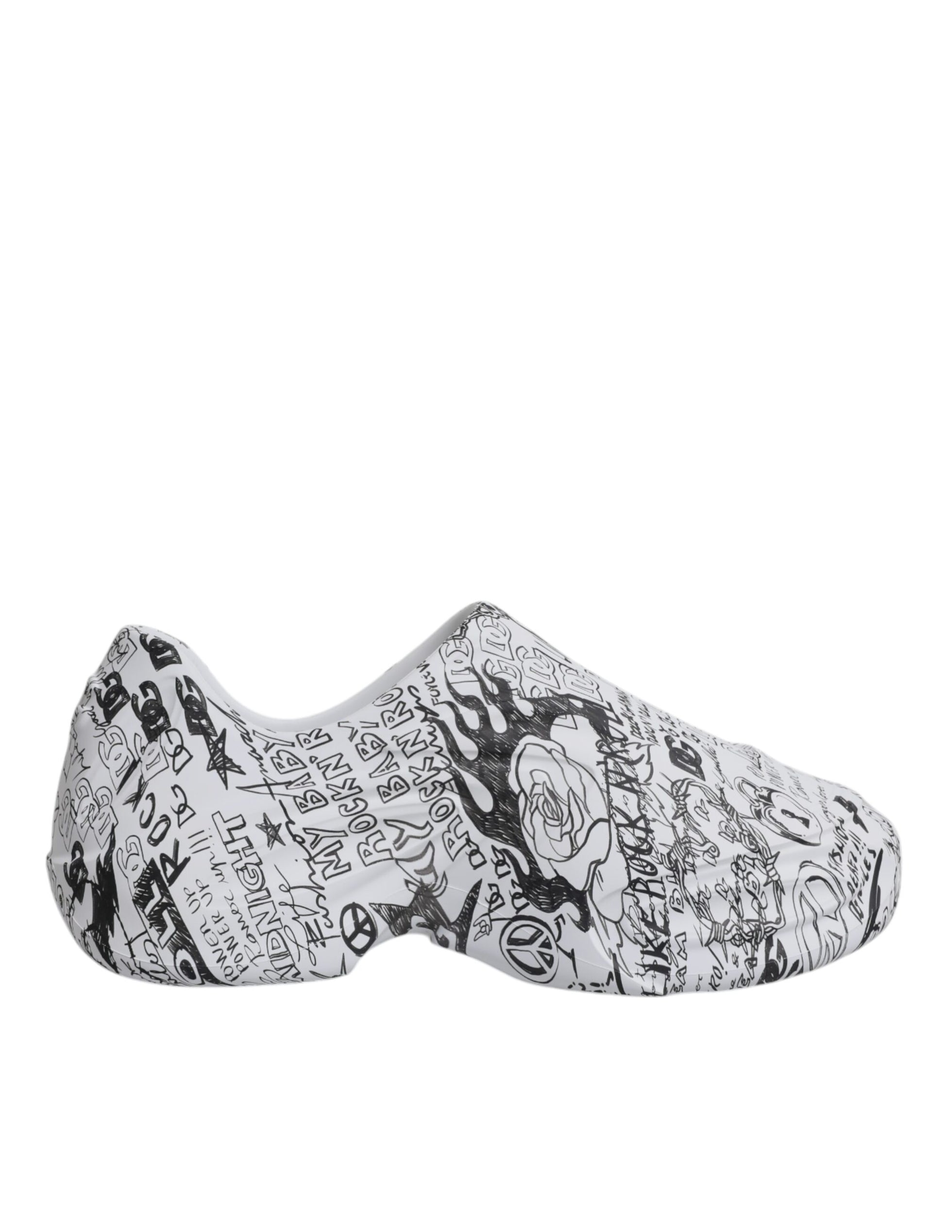Dolce & Gabbana White Black Graffiti Daymaster Sneakers Shoes Curated Luxury Accessories by Orvyn