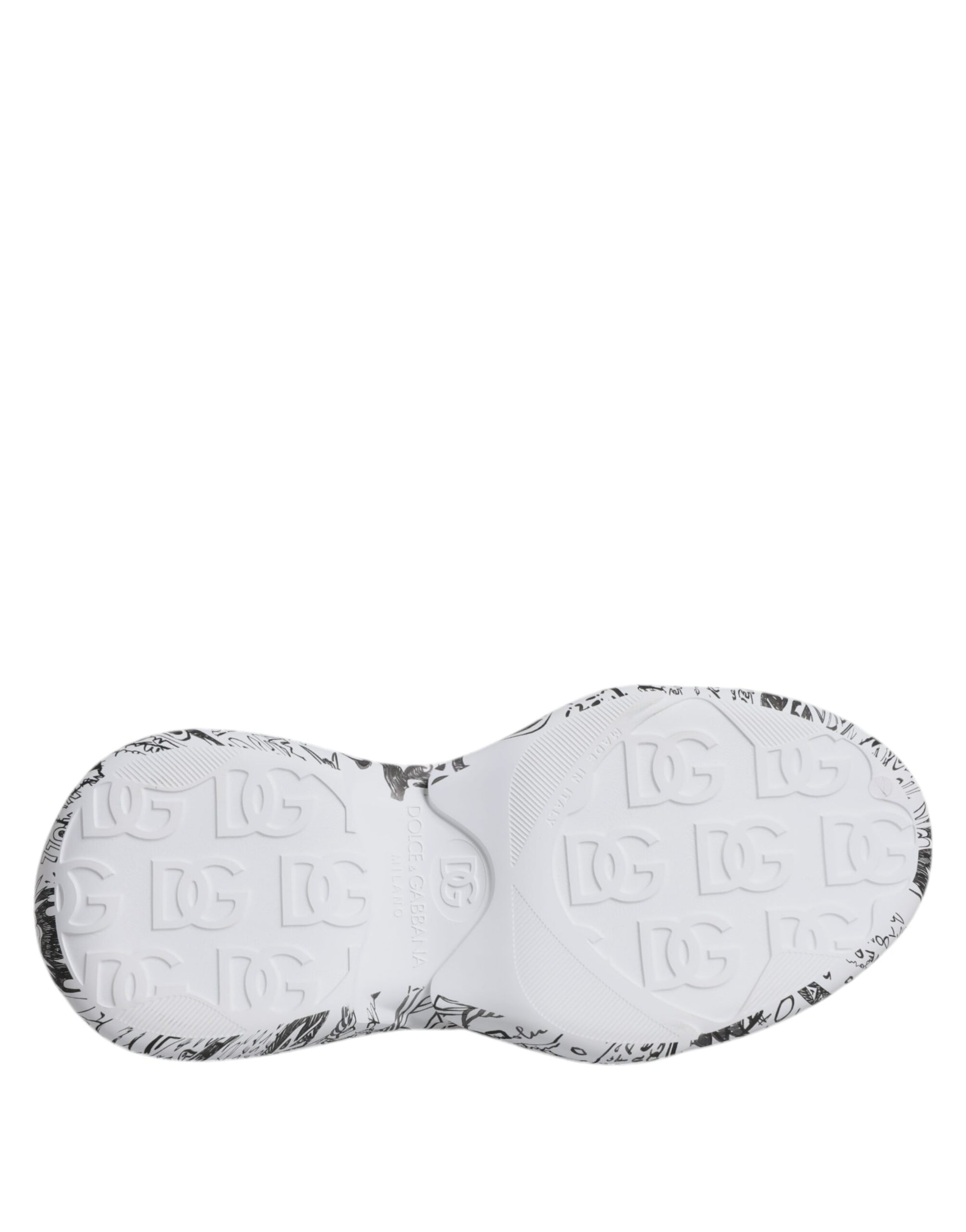 Dolce & Gabbana White Black Graffiti Daymaster Sneakers Shoes Curated Luxury Accessories by Orvyn