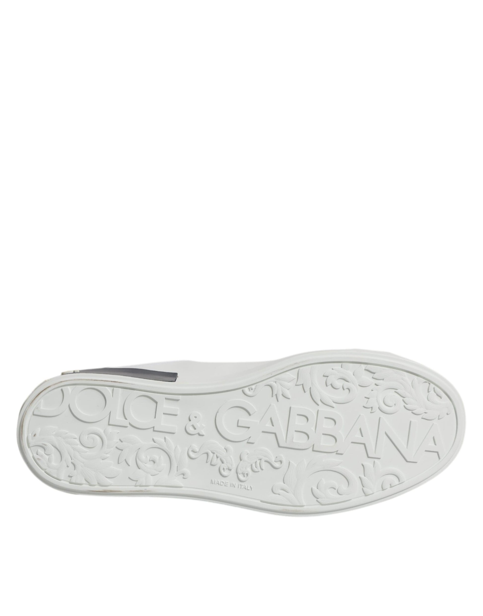 Dolce & Gabbana White Black Leather Portofino Sneakers Shoes Curated Luxury Accessories by Orvyn