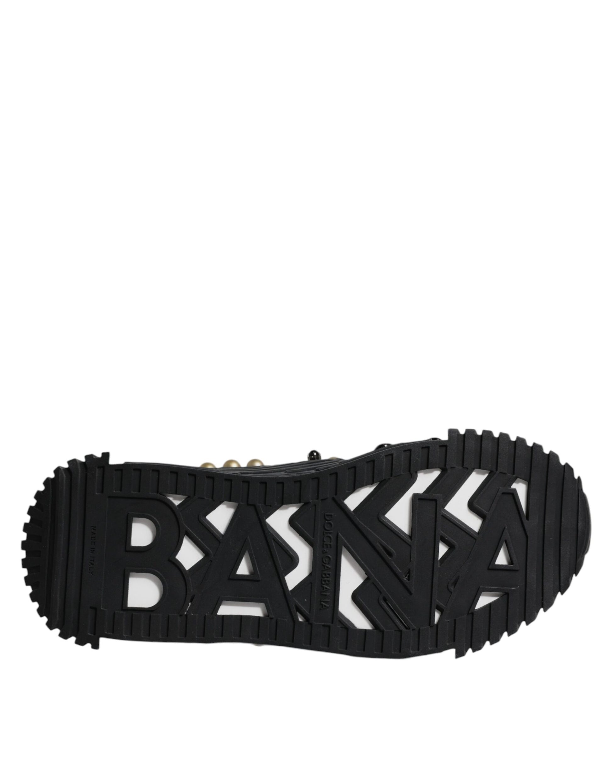 Dolce & Gabbana Black Leather Studded Slides Sandals Shoes Curated Luxury Accessories by Orvyn