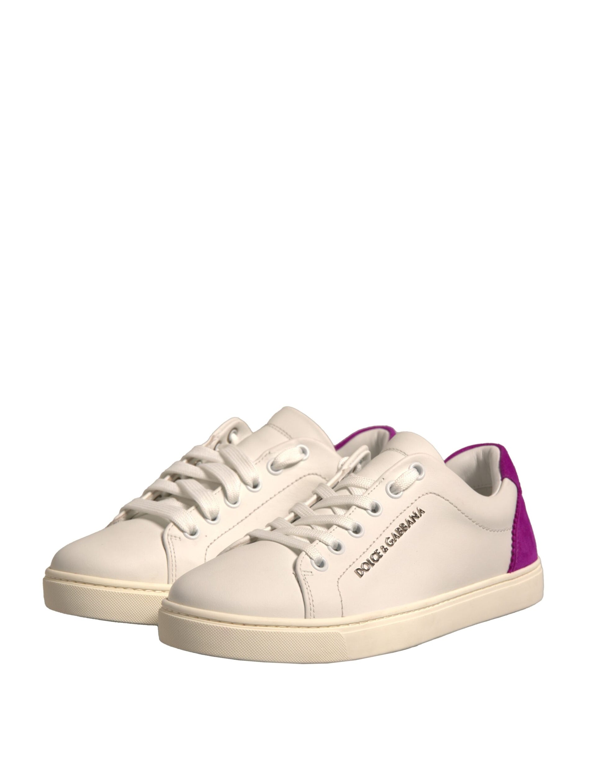 Dolce & Gabbana White Suede Leather Low Top Sneakers Shoes Curated Luxury Accessories by Orvyn