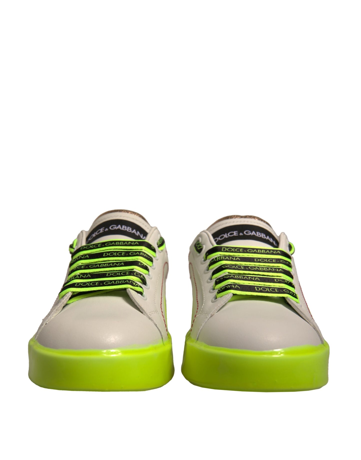 Dolce & Gabbana White Yellow Portofino Leather Sneakers Shoes Curated Luxury Accessories by Orvyn