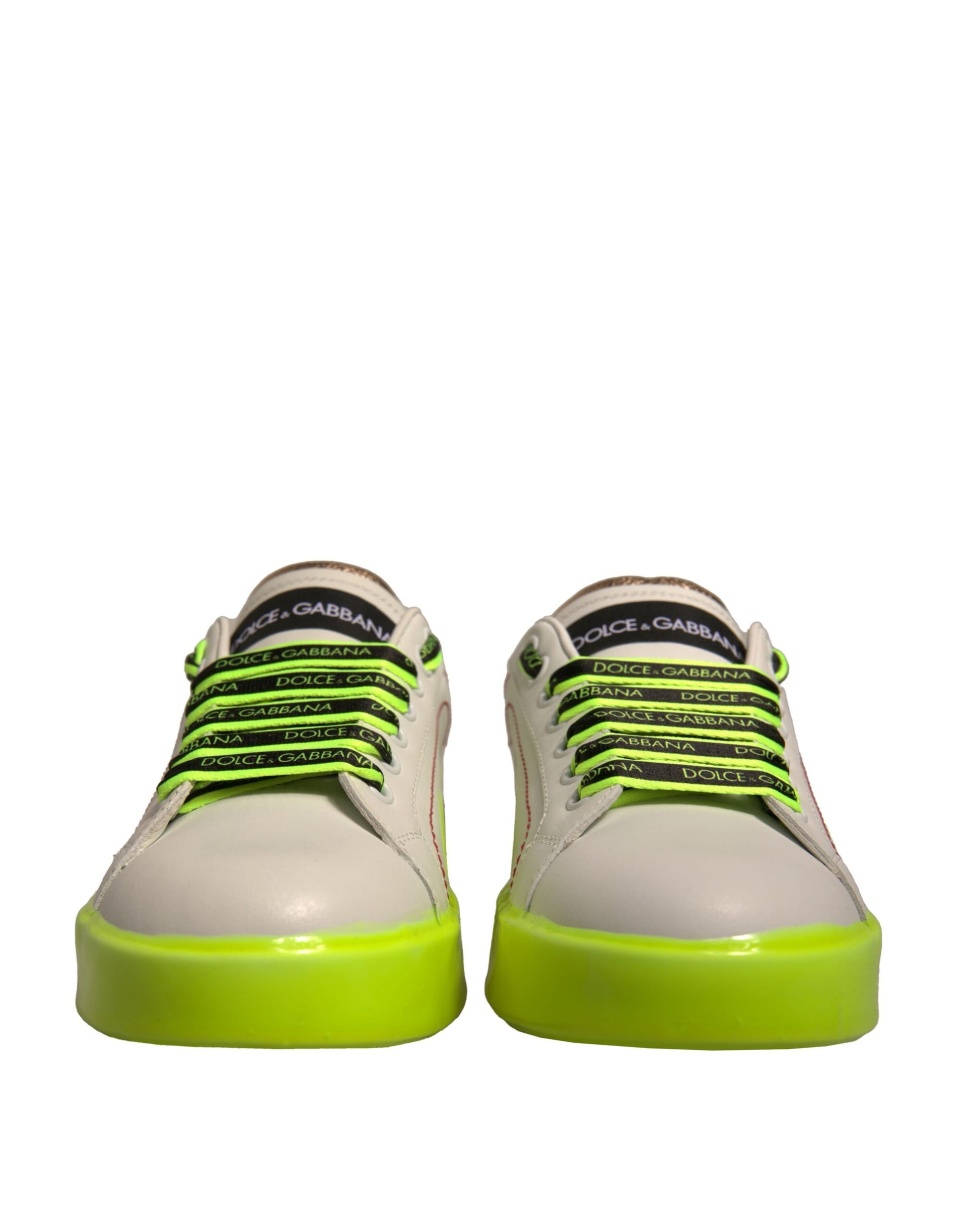 Dolce & Gabbana White Yellow Portofino Leather Sneakers Shoes Curated Luxury Accessories by Orvyn