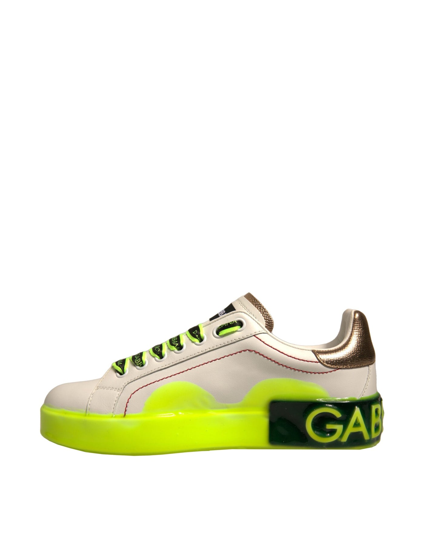 Dolce & Gabbana White Yellow Portofino Leather Sneakers Shoes Curated Luxury Accessories by Orvyn
