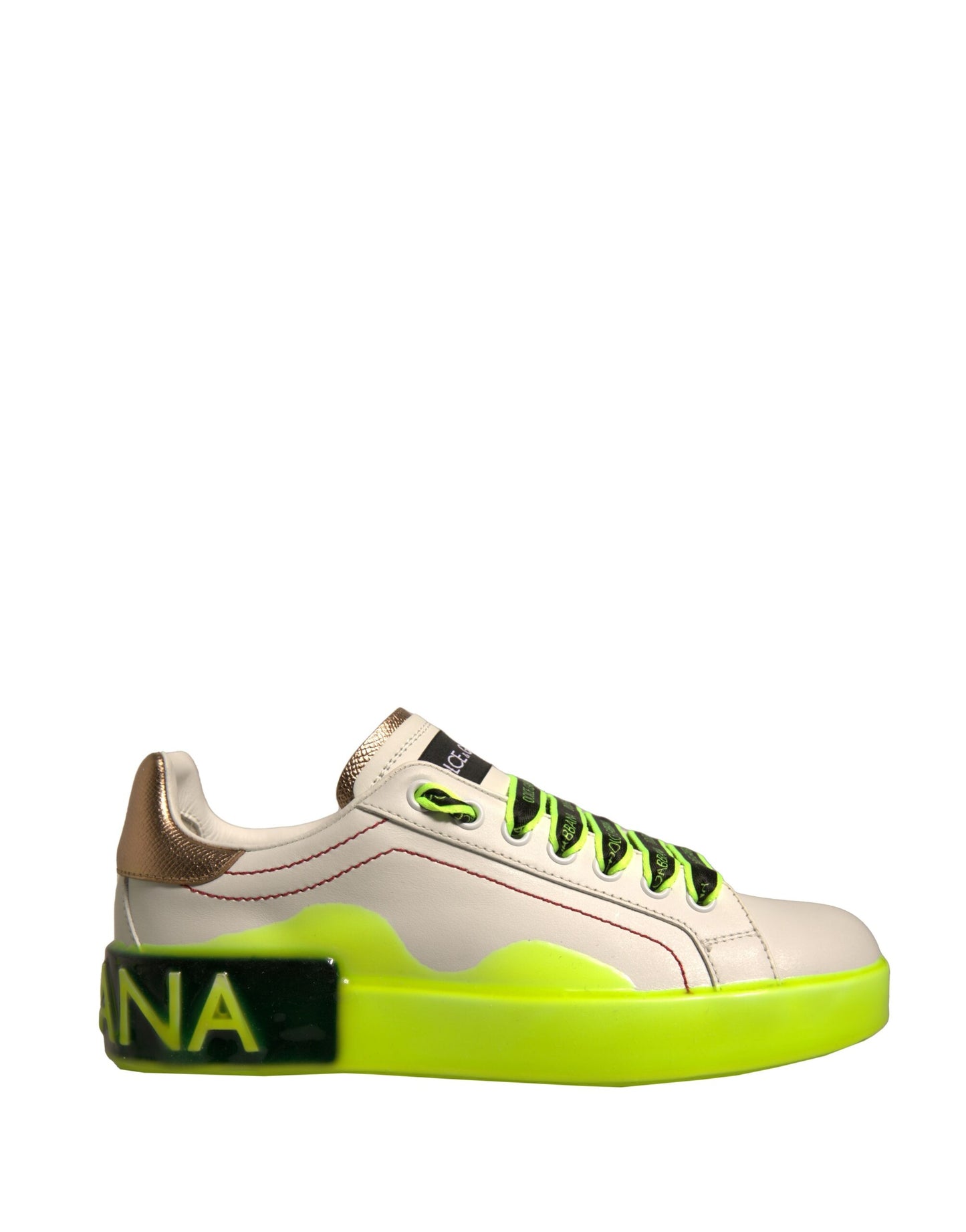 Dolce & Gabbana White Yellow Portofino Leather Sneakers Shoes Curated Luxury Accessories by Orvyn
