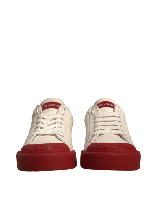 Dolce & Gabbana Shoes White Leather Logo Portofino Sneakers Curated Luxury Accessories by Orvyn