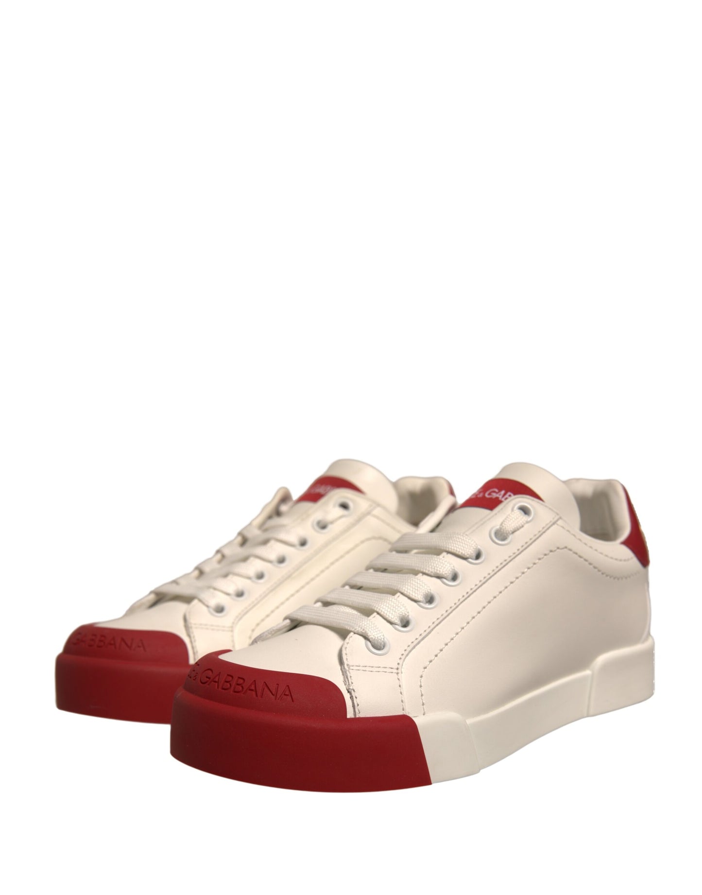 Dolce & Gabbana Shoes White Leather Logo Portofino Sneakers Curated Luxury Accessories by Orvyn