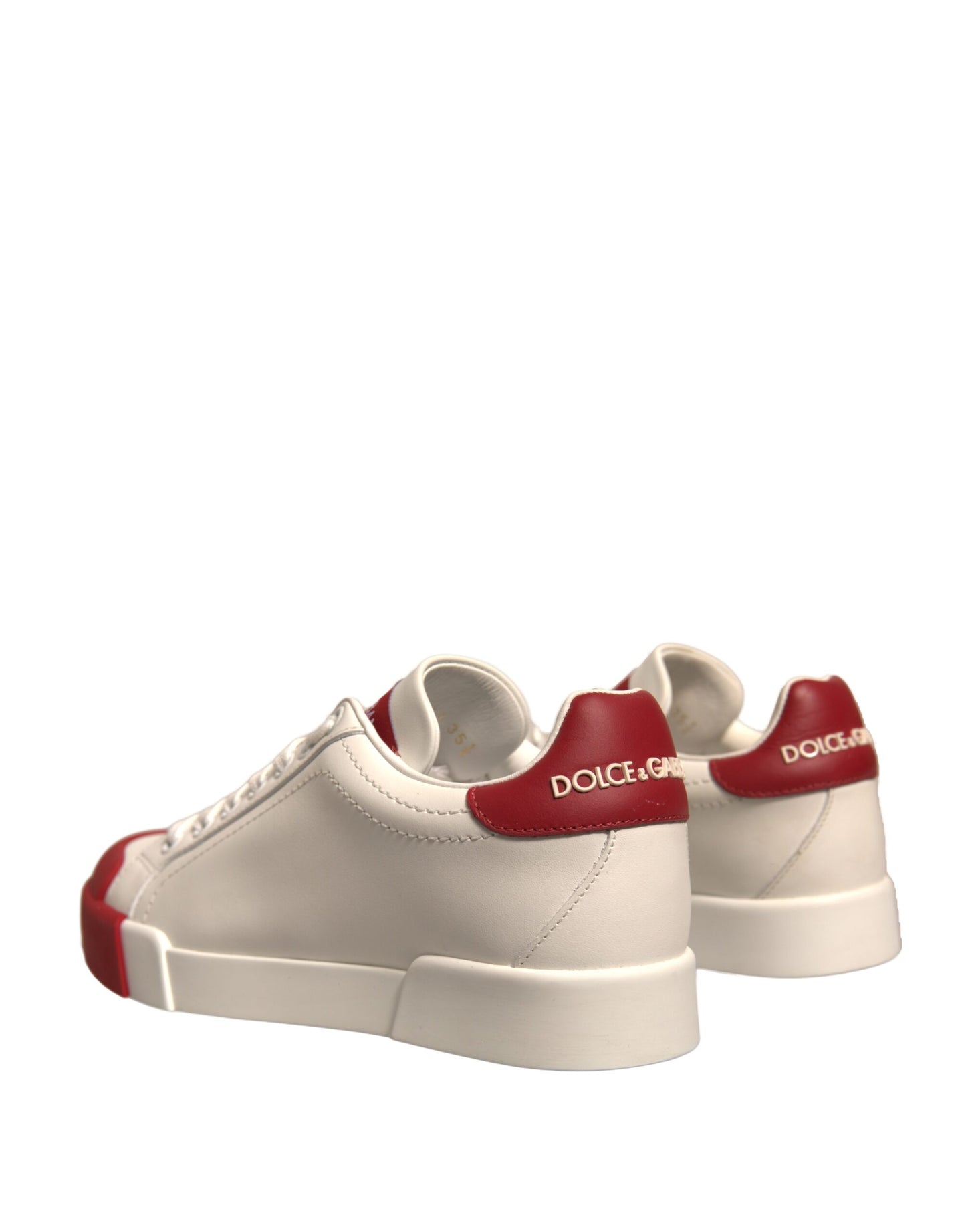 Dolce & Gabbana Shoes White Leather Logo Portofino Sneakers Curated Luxury Accessories by Orvyn