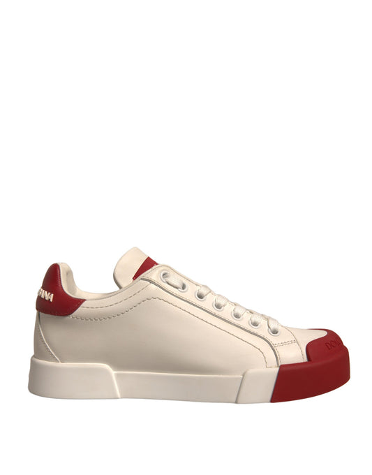 Dolce & Gabbana Shoes White Leather Logo Portofino Sneakers Curated Luxury Accessories by Orvyn