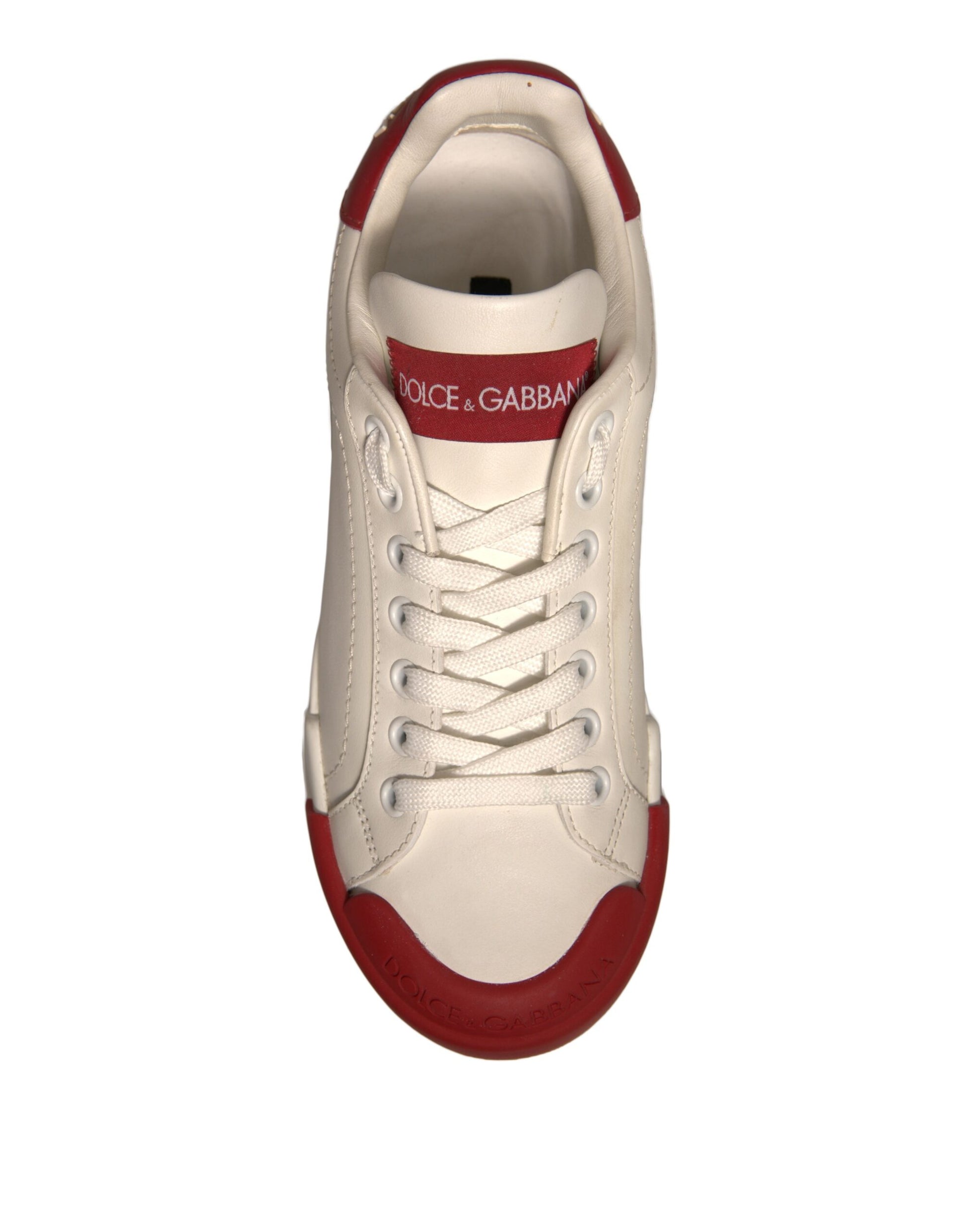 Dolce & Gabbana Shoes White Leather Logo Portofino Sneakers Curated Luxury Accessories by Orvyn
