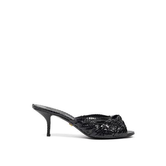 Dolce & Gabbana Black Snake Skin Platform Sandals Curated Luxury Accessories by Orvyn