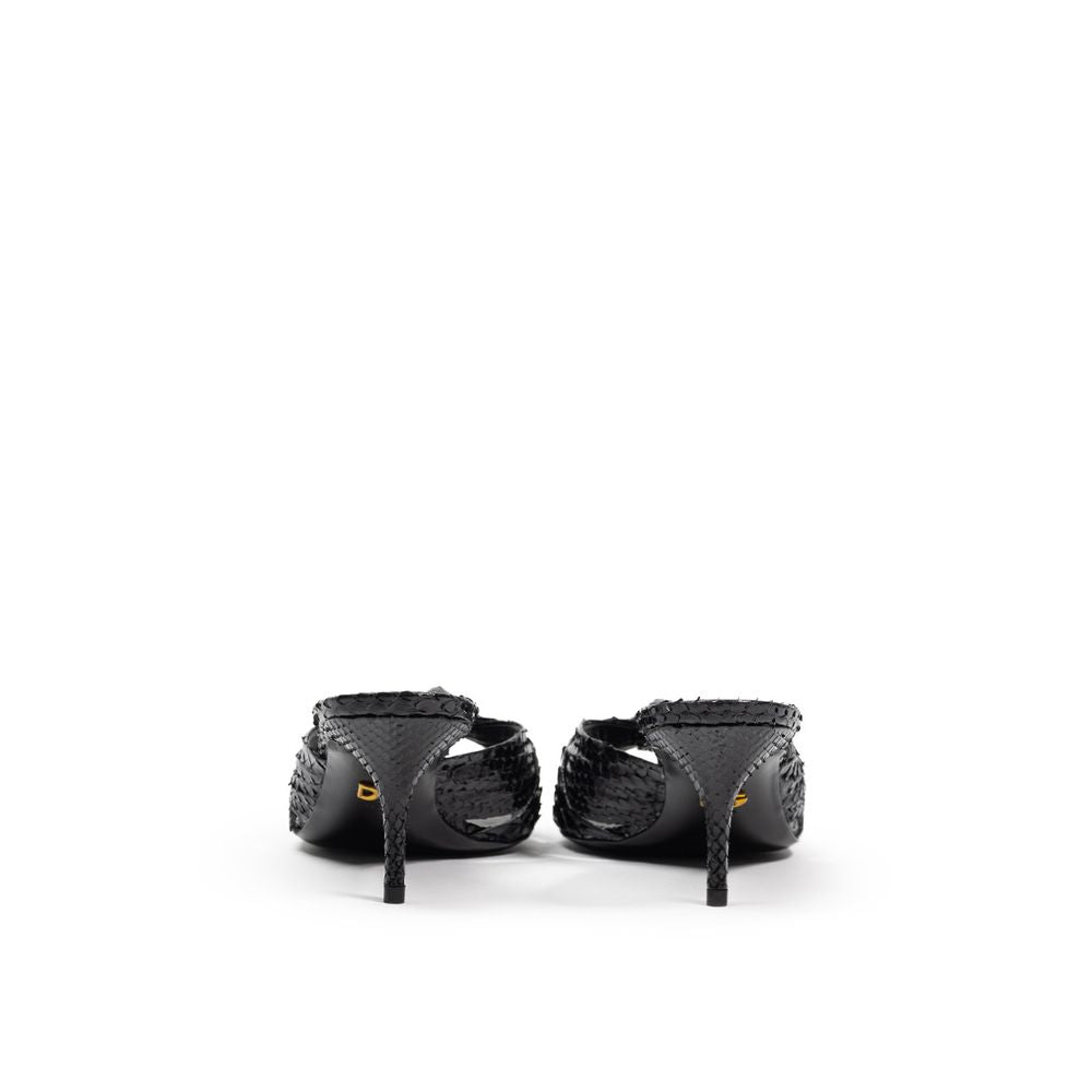 Dolce & Gabbana Black Snake Skin Platform Sandals Curated Luxury Accessories by Orvyn