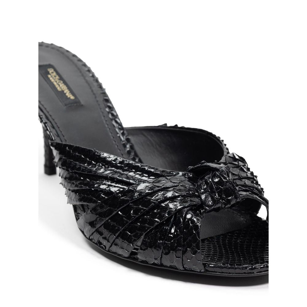 Dolce & Gabbana Black Snake Skin Platform Sandals Curated Luxury Accessories by Orvyn