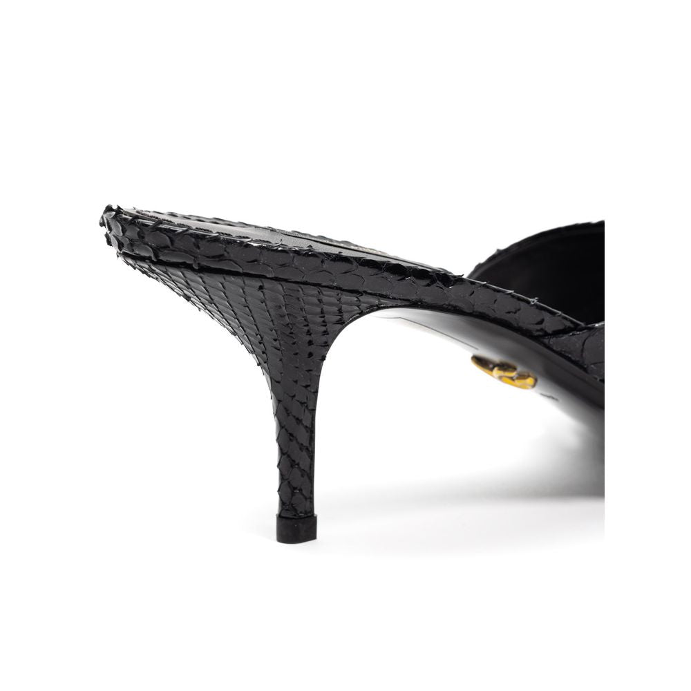 Dolce & Gabbana Black Snake Skin Platform Sandals Curated Luxury Accessories by Orvyn