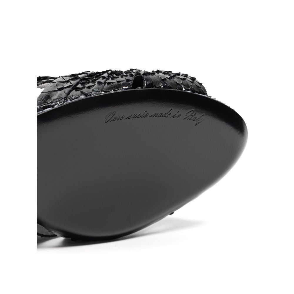 Dolce & Gabbana Black Snake Skin Platform Sandals Curated Luxury Accessories by Orvyn