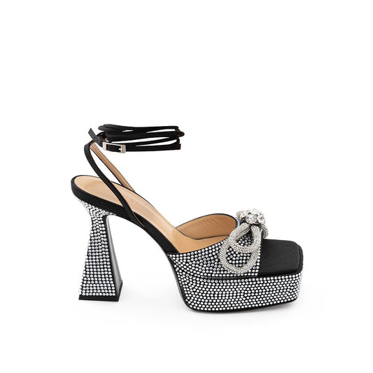 MACH & MACH Black Leather Stiletto Heel Sandals Curated Luxury Accessories by Orvyn