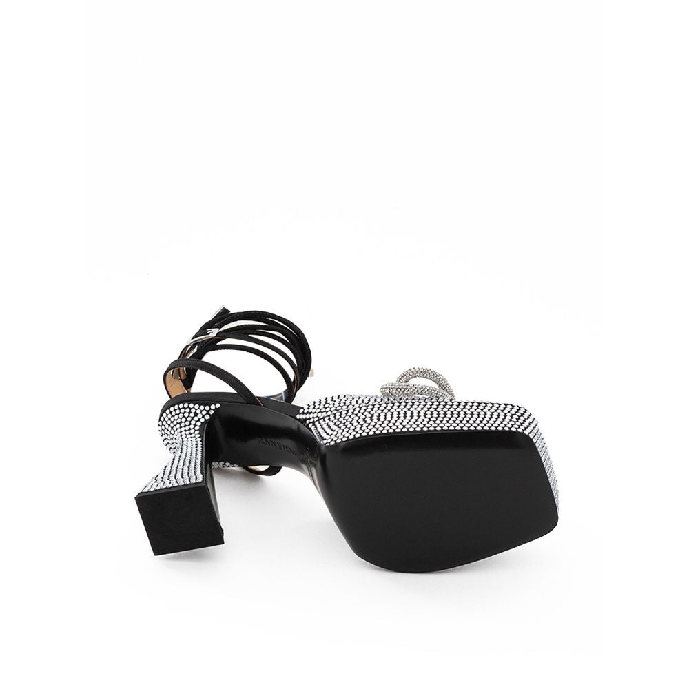 MACH & MACH Black Leather Stiletto Heel Sandals Curated Luxury Accessories by Orvyn