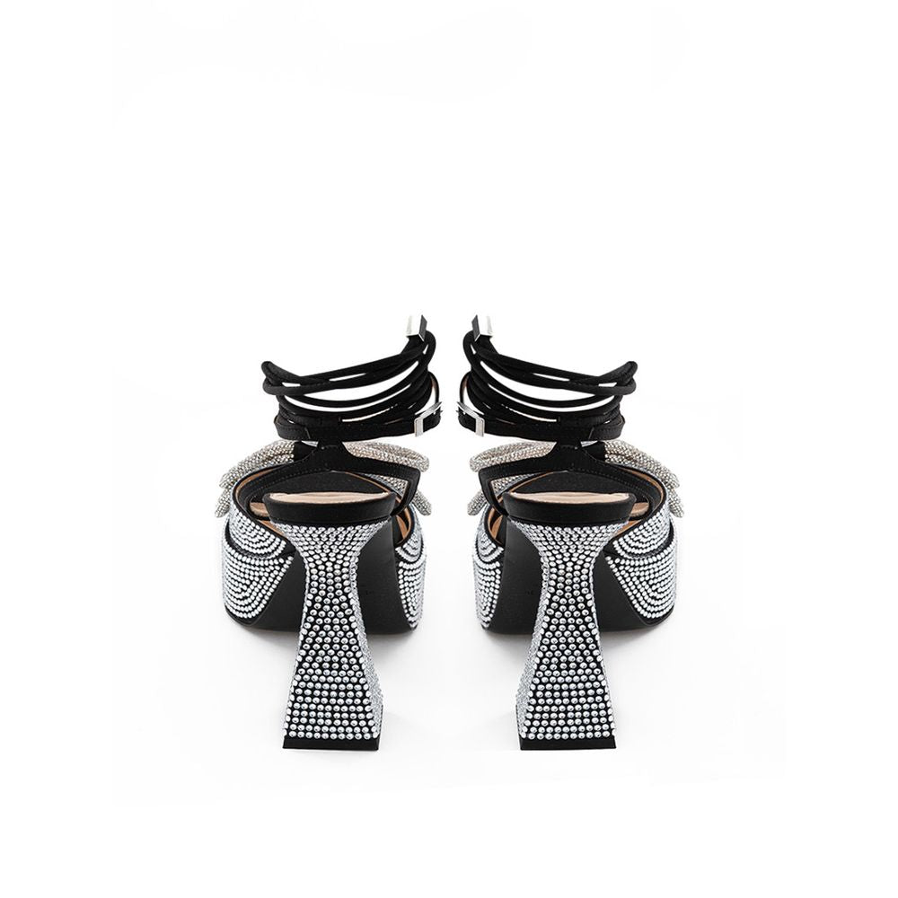 MACH & MACH Black Leather Stiletto Heel Sandals Curated Luxury Accessories by Orvyn