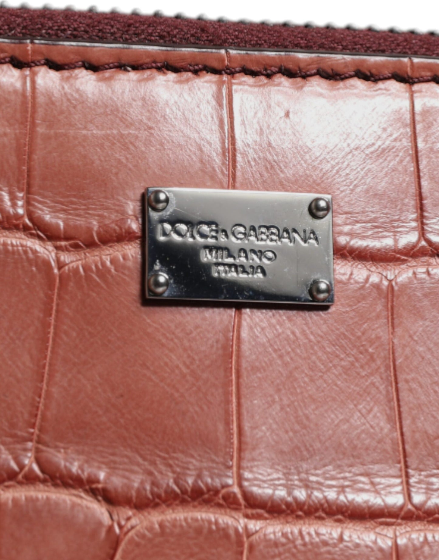 Dolce & Gabbana Bordeaux Croc Leather Logo Plaque Men Briefcase Bag Curated Luxury Accessories by Orvyn
