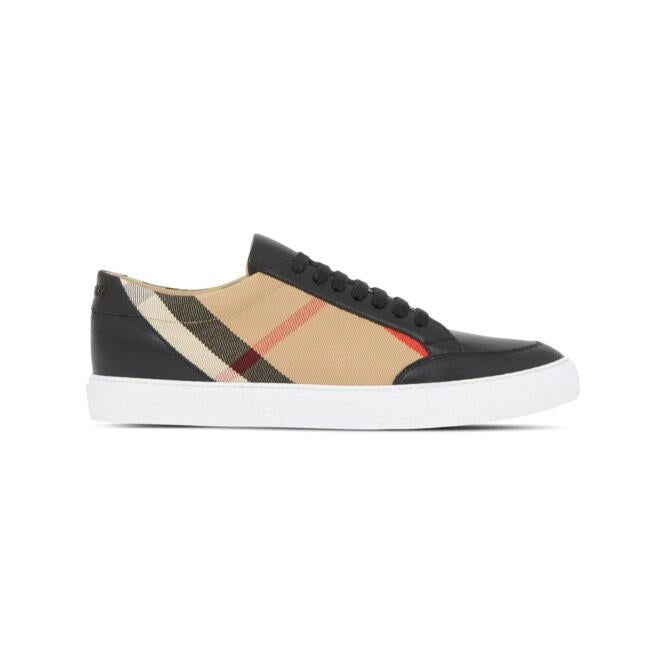 Burberry Black Leather New Salmond Sneakers Curated Luxury Accessories by Orvyn