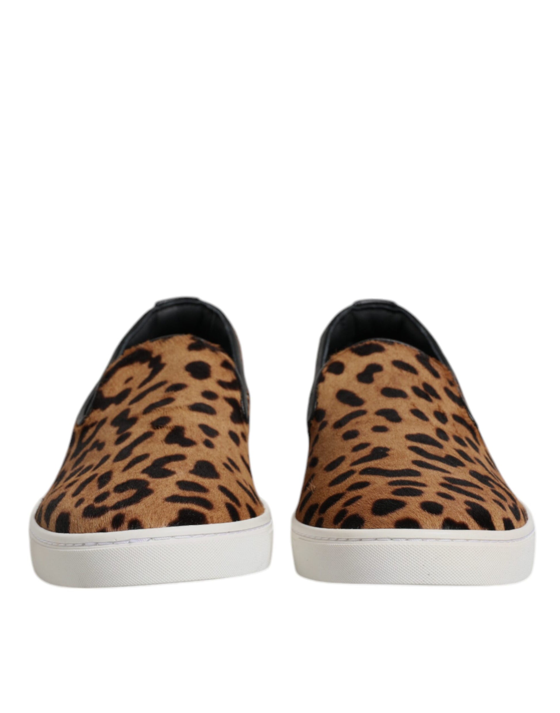 Dolce & Gabbana Brown Calfskin Fur Leopard Sneakers Shoes Curated Luxury Accessories by Orvyn