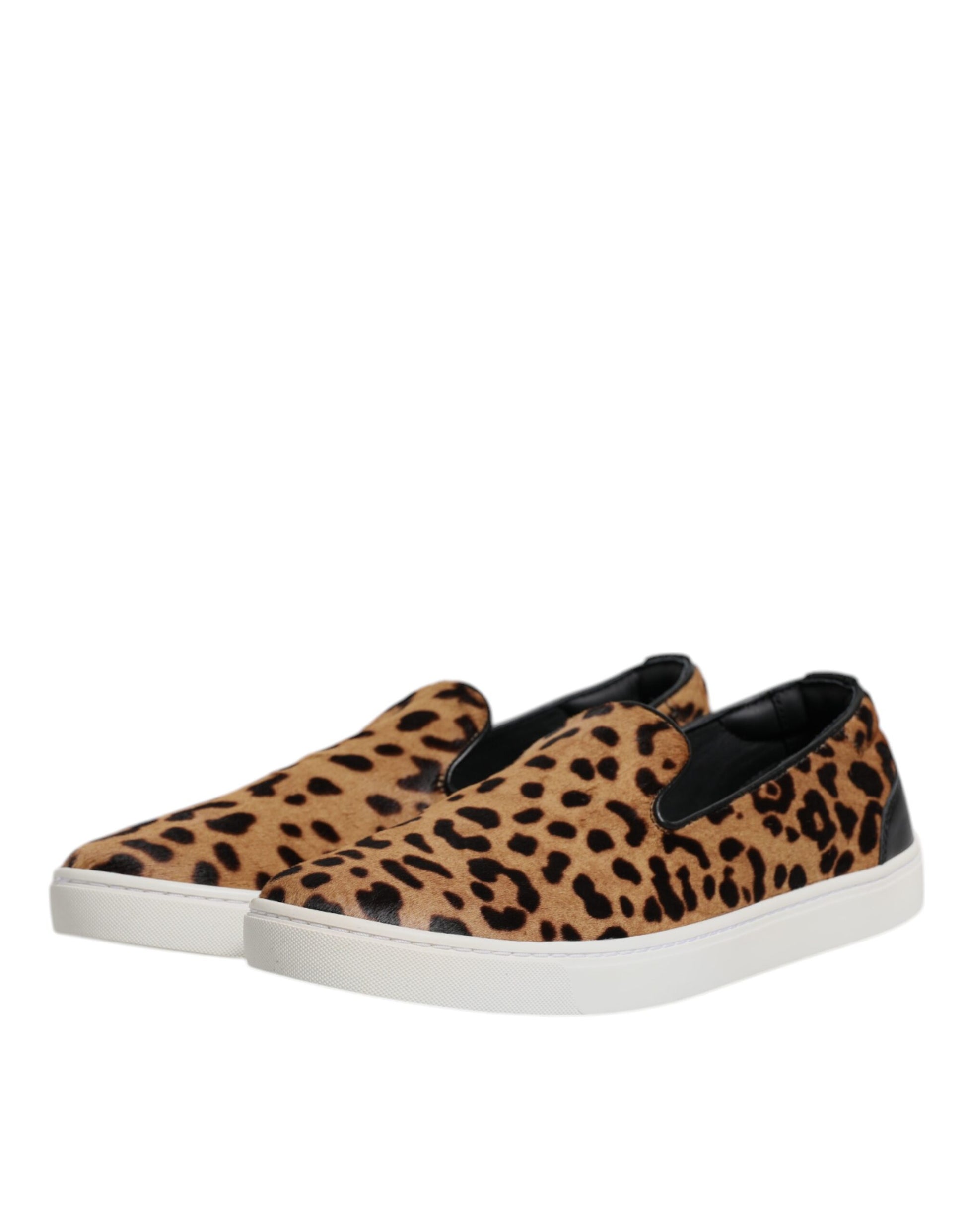 Dolce & Gabbana Brown Calfskin Fur Leopard Sneakers Shoes Curated Luxury Accessories by Orvyn