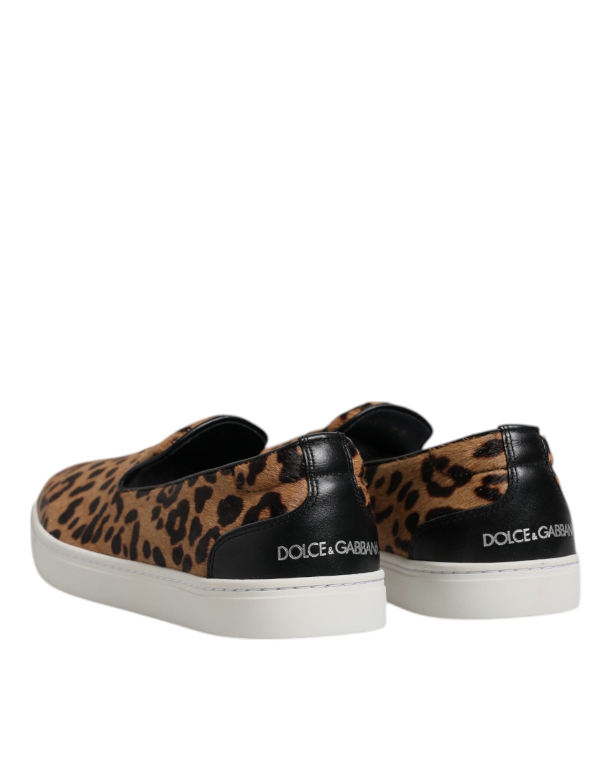 Dolce & Gabbana Brown Calfskin Fur Leopard Sneakers Shoes Curated Luxury Accessories by Orvyn