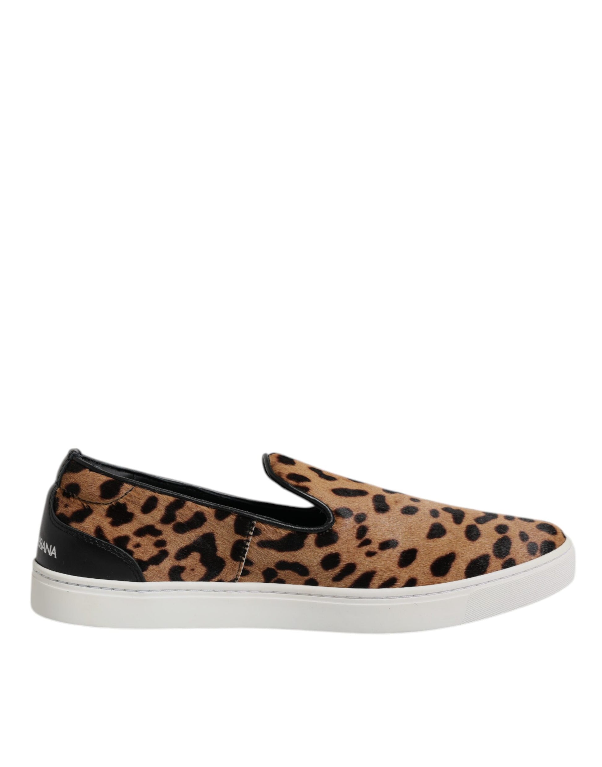 Dolce & Gabbana Brown Calfskin Fur Leopard Sneakers Shoes Curated Luxury Accessories by Orvyn