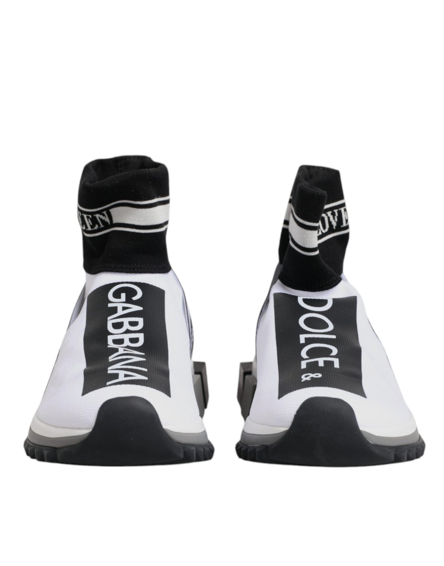 Dolce & Gabbana White Black Sorrento Socks Sneakers Shoes Curated Luxury Accessories by Orvyn