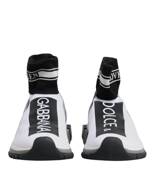Dolce & Gabbana White Black Sorrento Socks Sneakers Shoes Curated Luxury Accessories by Orvyn