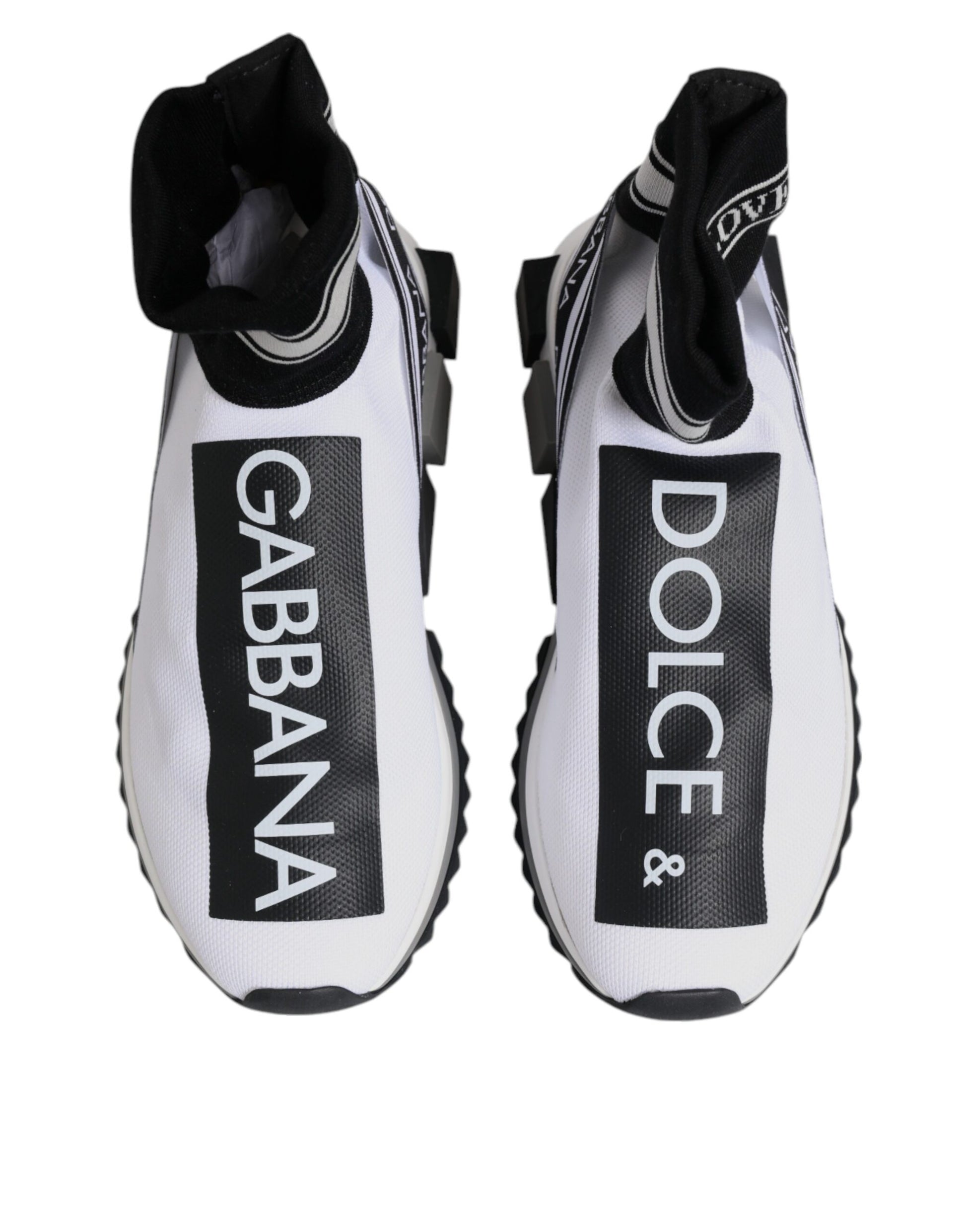 Dolce & Gabbana White Black Sorrento Socks Sneakers Shoes Curated Luxury Accessories by Orvyn