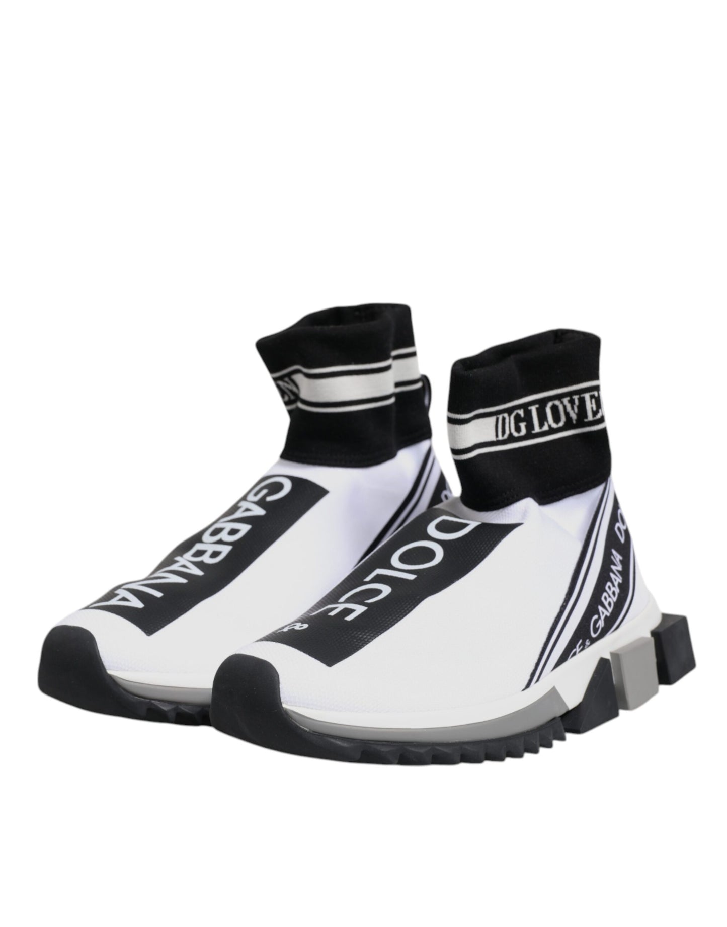 Dolce & Gabbana White Black Sorrento Socks Sneakers Shoes Curated Luxury Accessories by Orvyn
