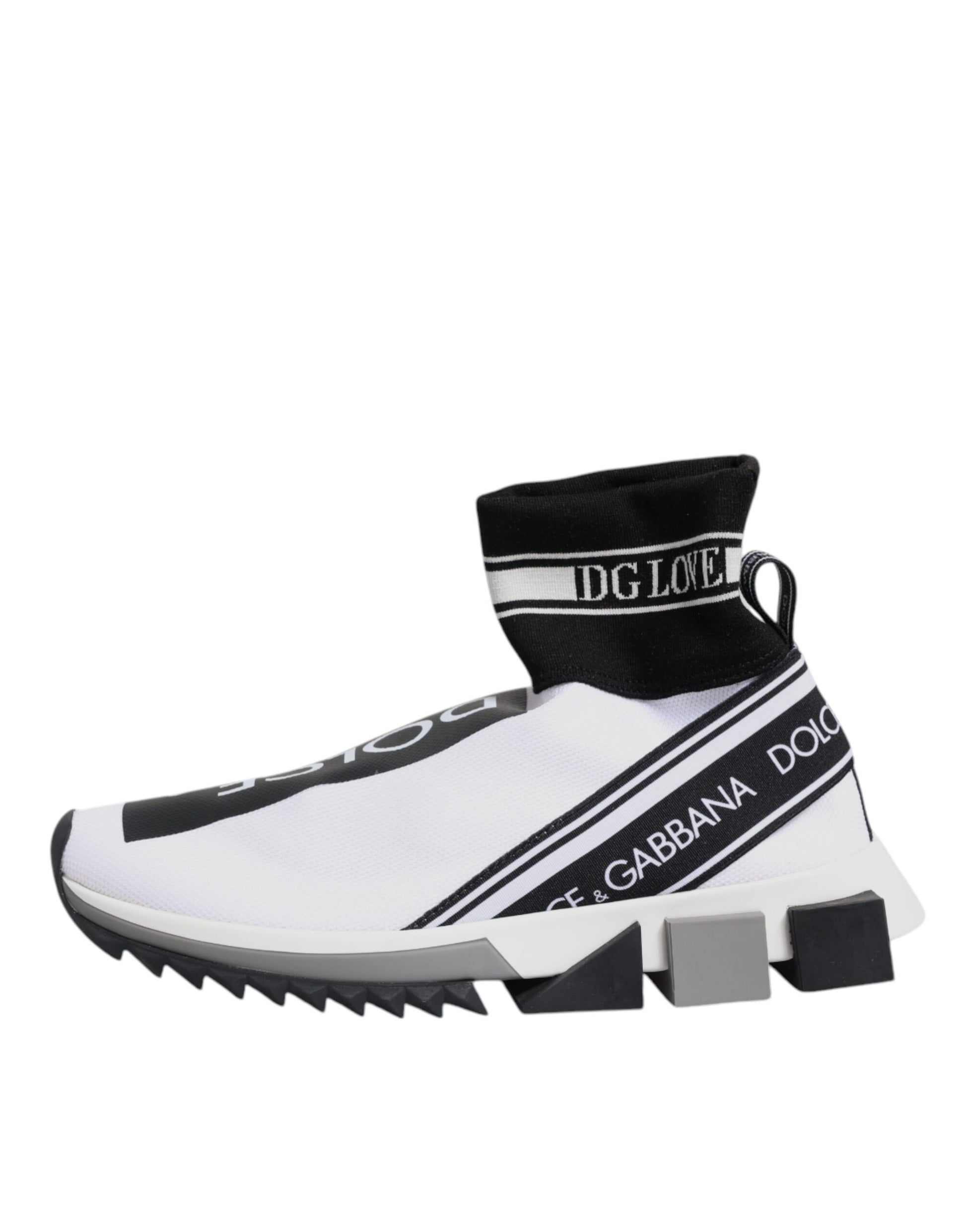 Dolce & Gabbana White Black Sorrento Socks Sneakers Shoes Curated Luxury Accessories by Orvyn