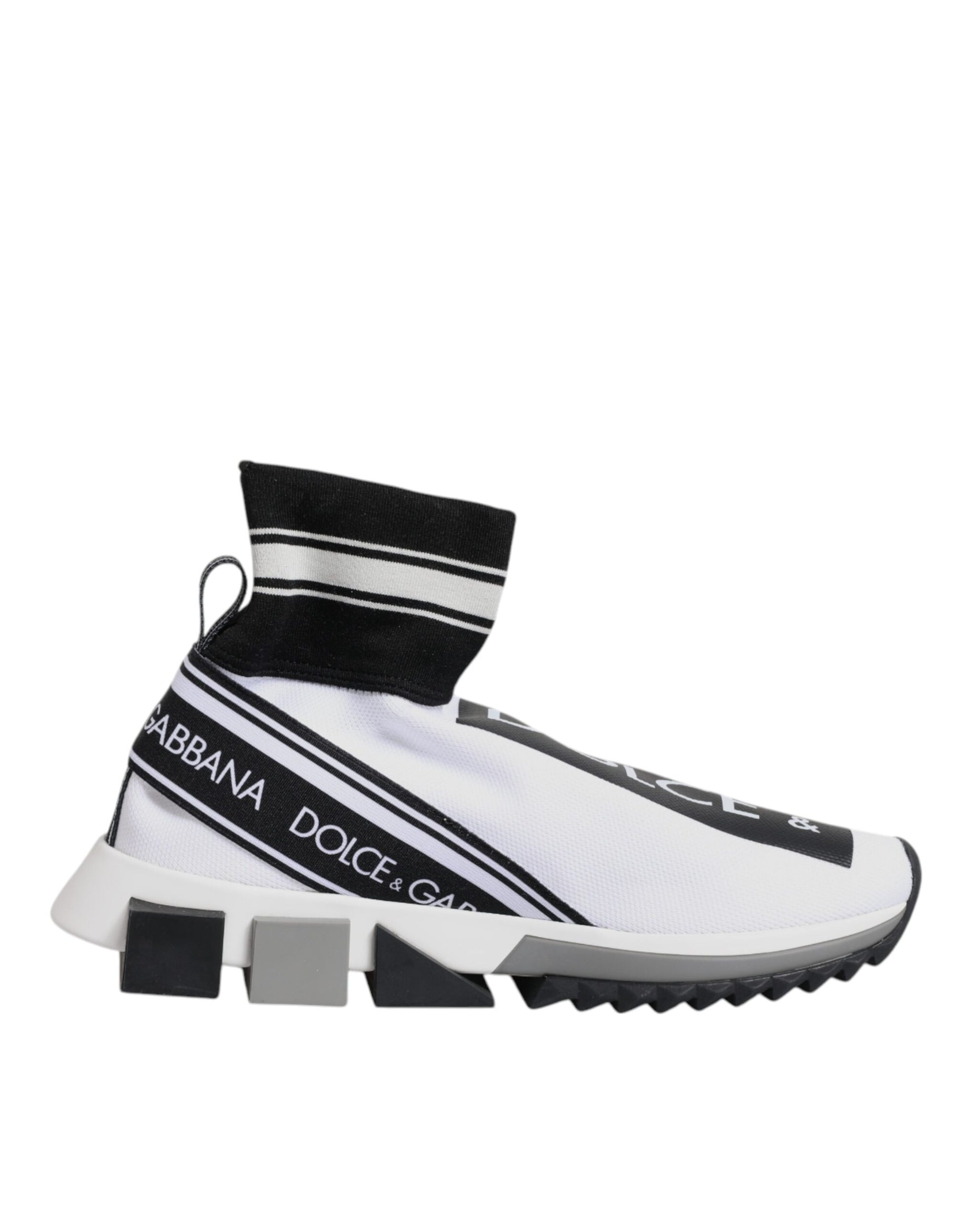 Dolce & Gabbana White Black Sorrento Socks Sneakers Shoes Curated Luxury Accessories by Orvyn