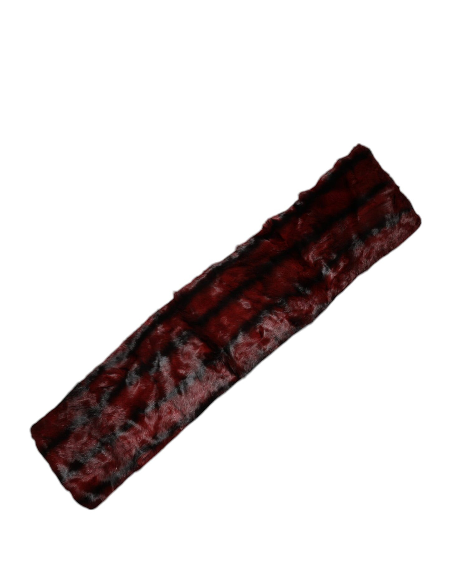 Dolce & Gabbana Black Red Stripe Fur Shawl Neck Wrap Scarf Curated Luxury Accessories by Orvyn