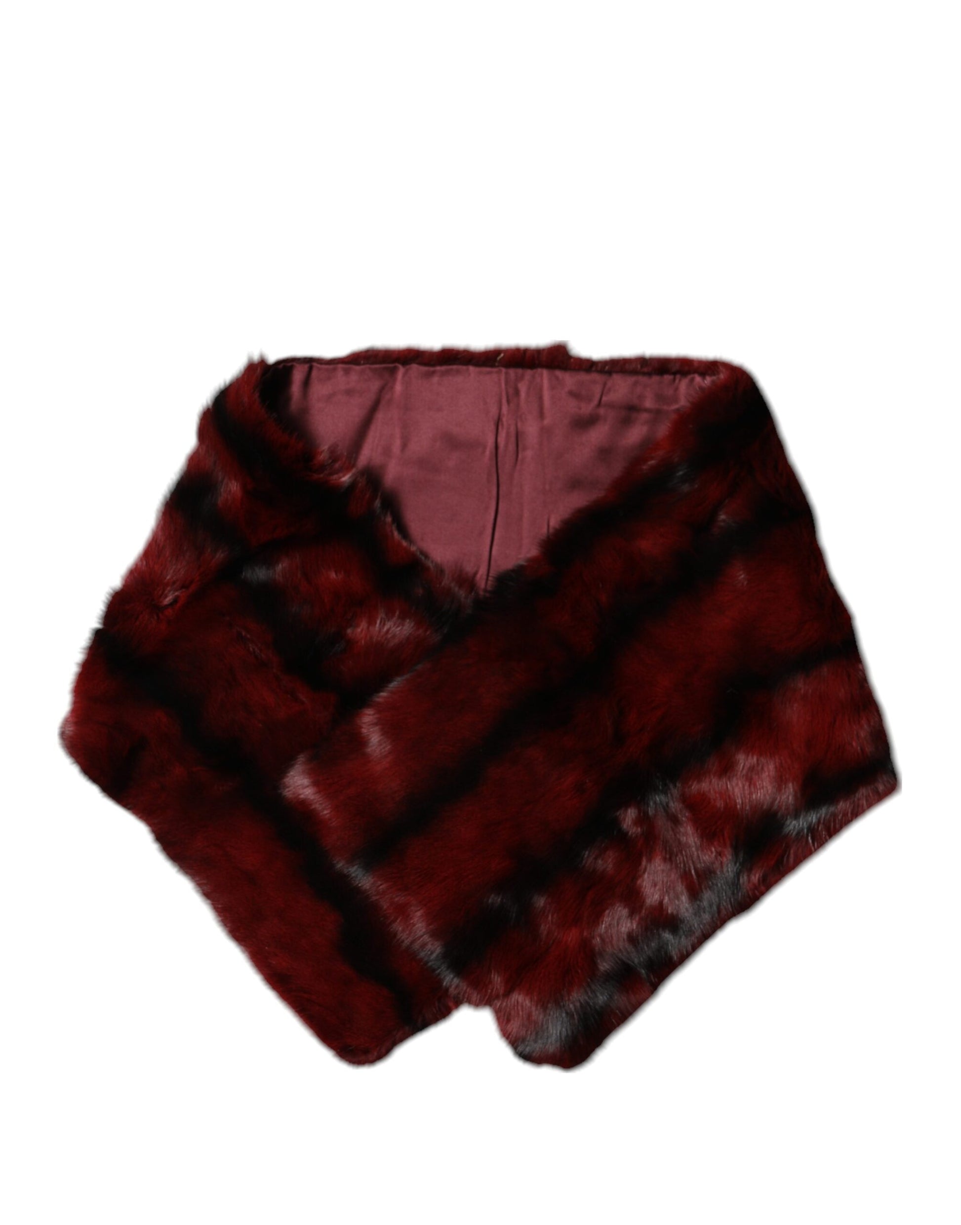 Dolce & Gabbana Black Red Stripe Fur Shawl Neck Wrap Scarf Curated Luxury Accessories by Orvyn