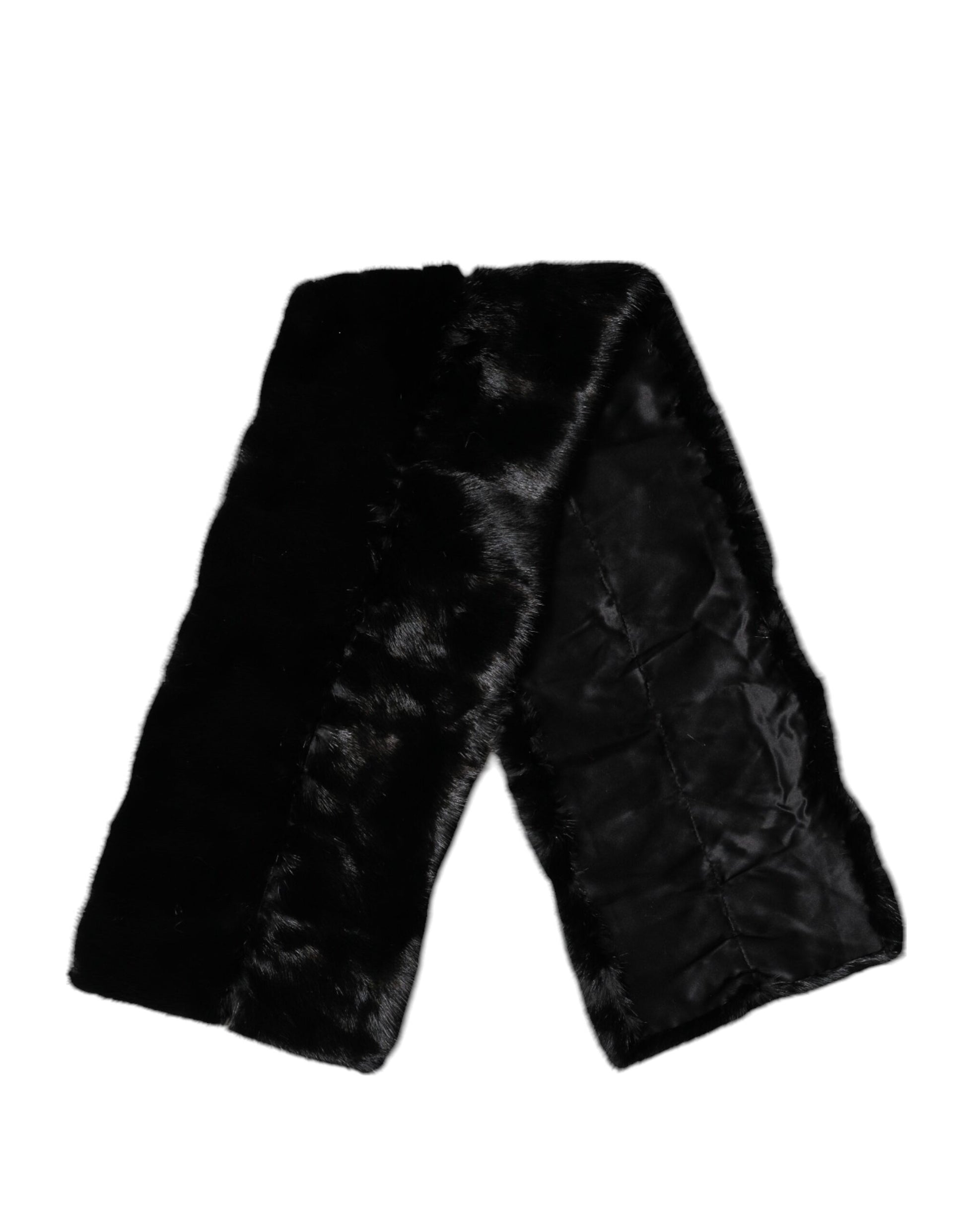 Dolce & Gabbana Black Fur Shawl Neck Wrap Cover Collar Scarf Curated Luxury Accessories by Orvyn