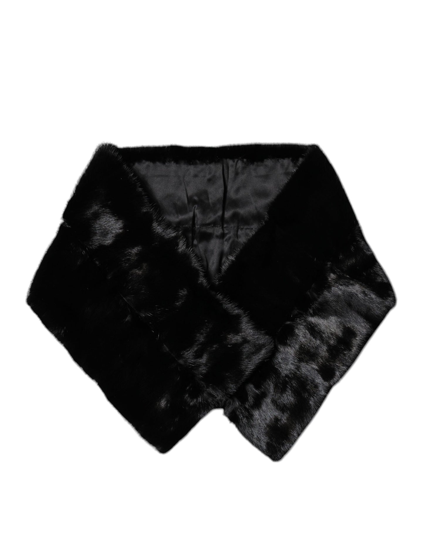 Dolce & Gabbana Black Fur Shawl Neck Wrap Cover Collar Scarf Curated Luxury Accessories by Orvyn