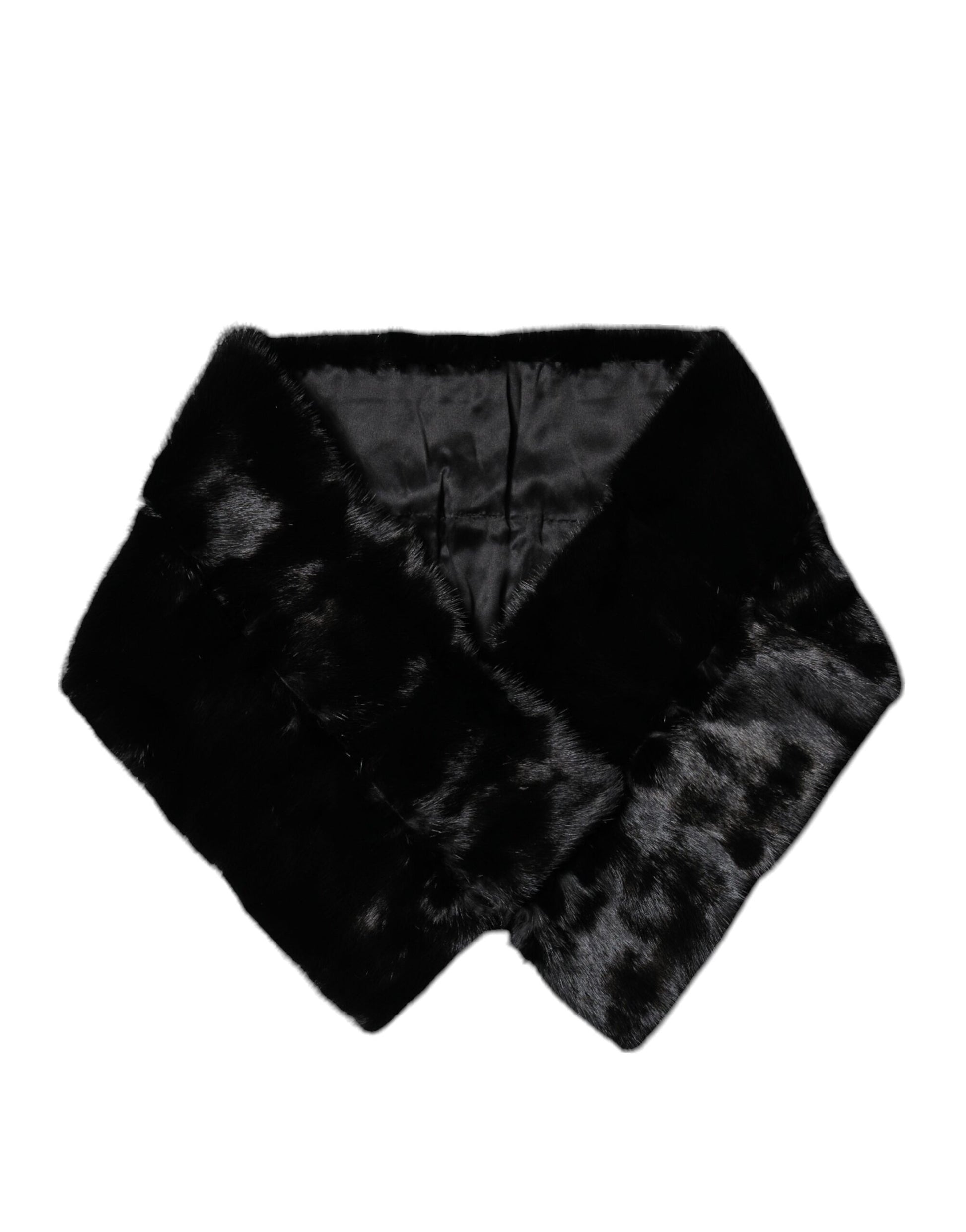 Dolce & Gabbana Black Fur Shawl Neck Wrap Cover Collar Scarf Curated Luxury Accessories by Orvyn