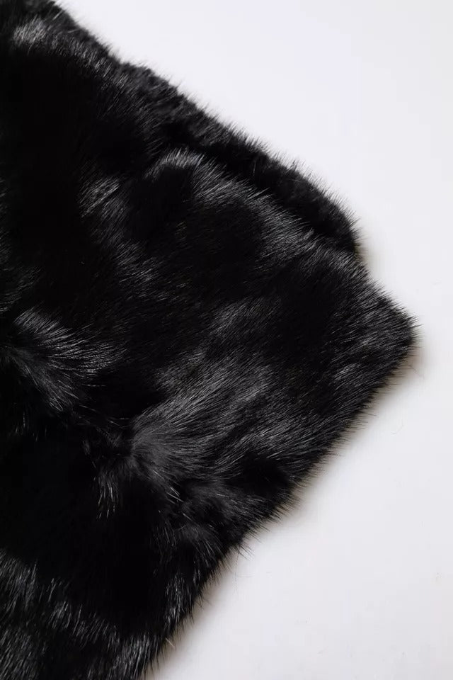 Dolce & Gabbana Black Fur Shawl Neck Wrap Cover Collar Scarf Curated Luxury Accessories by Orvyn