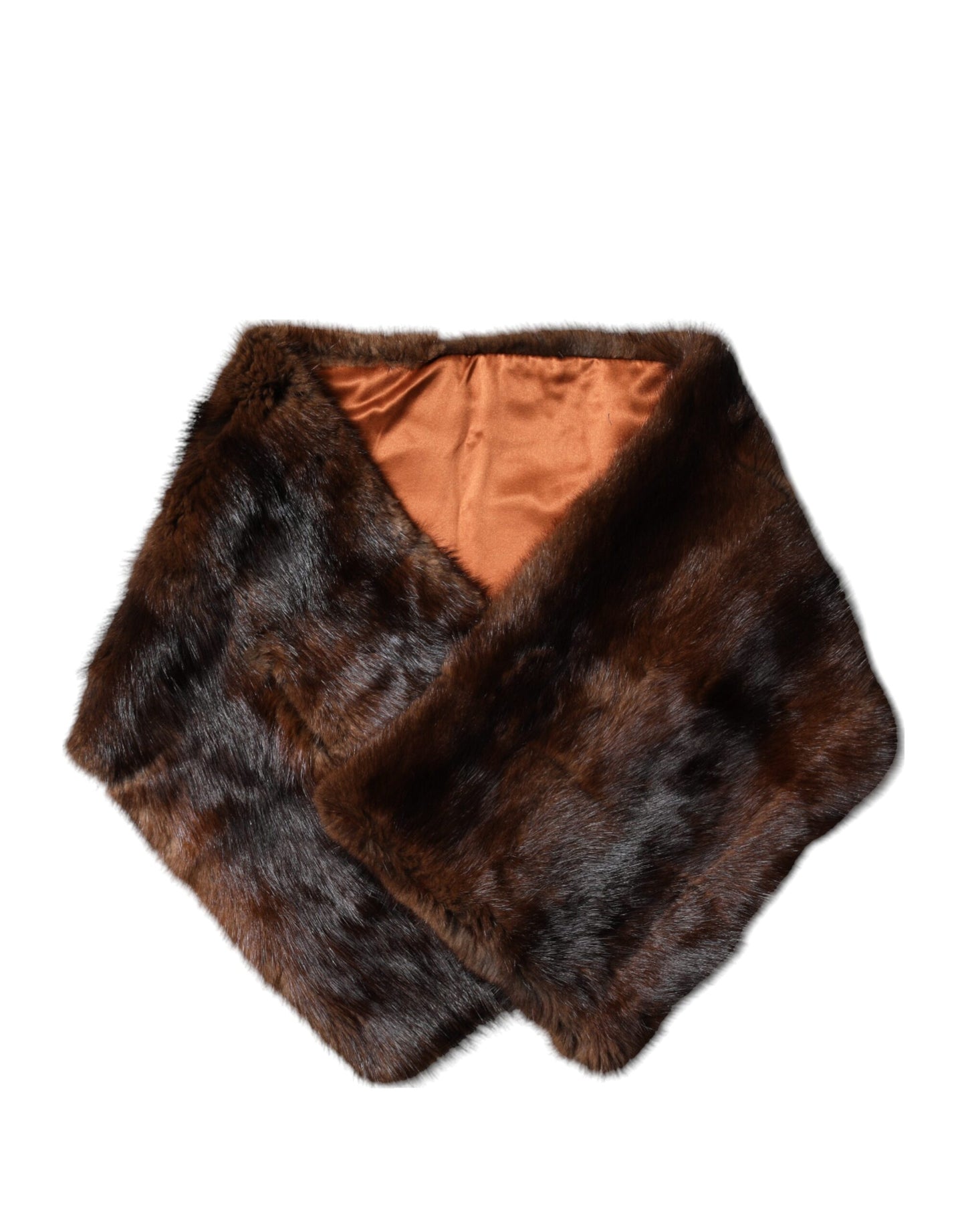 Dolce & Gabbana Black Brown Stripe Fur Shawl Wrap Scarf Curated Luxury Accessories by Orvyn